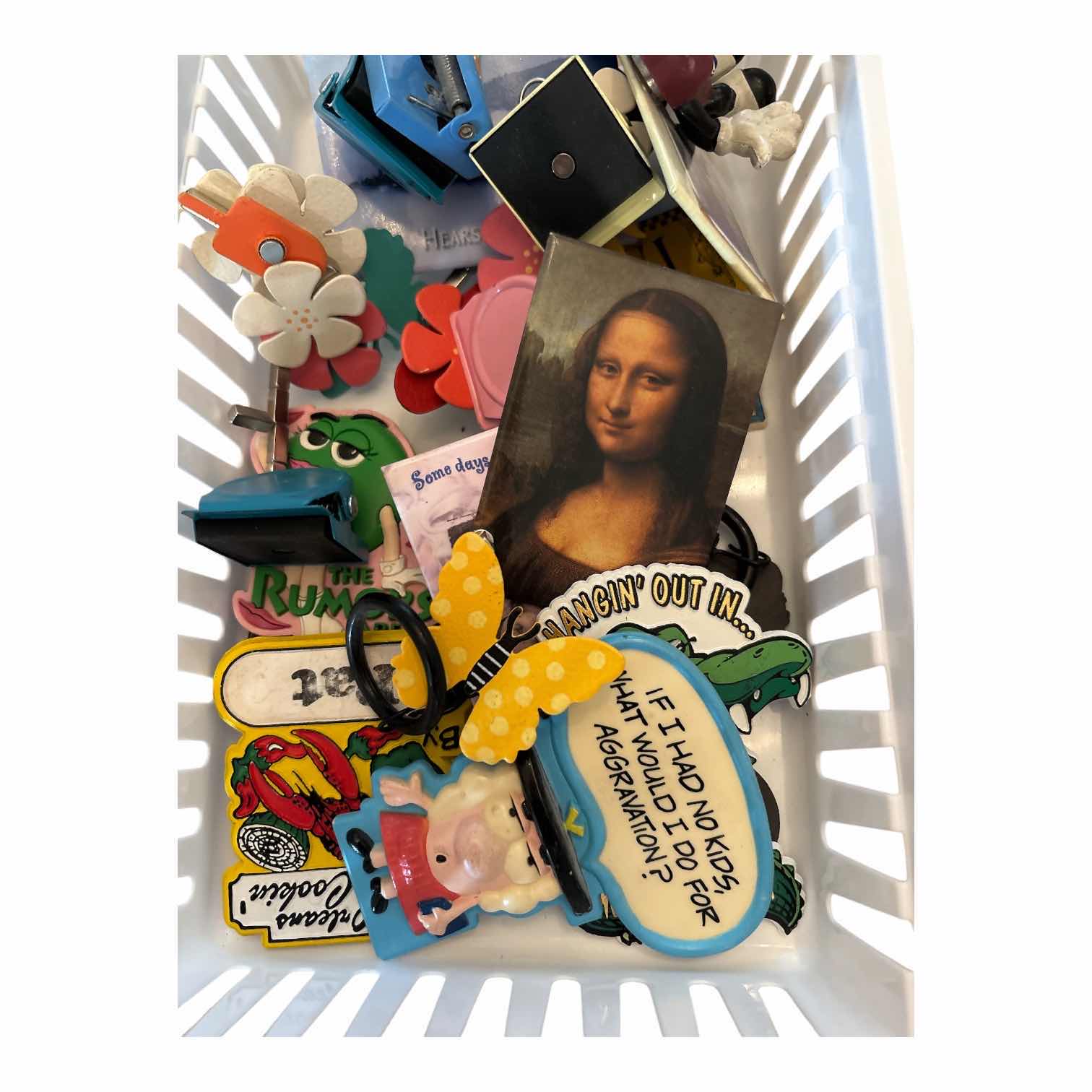 Photo 1 of SMALL CONTAINER OF COLORFUL MAGNETS AND CLIPS