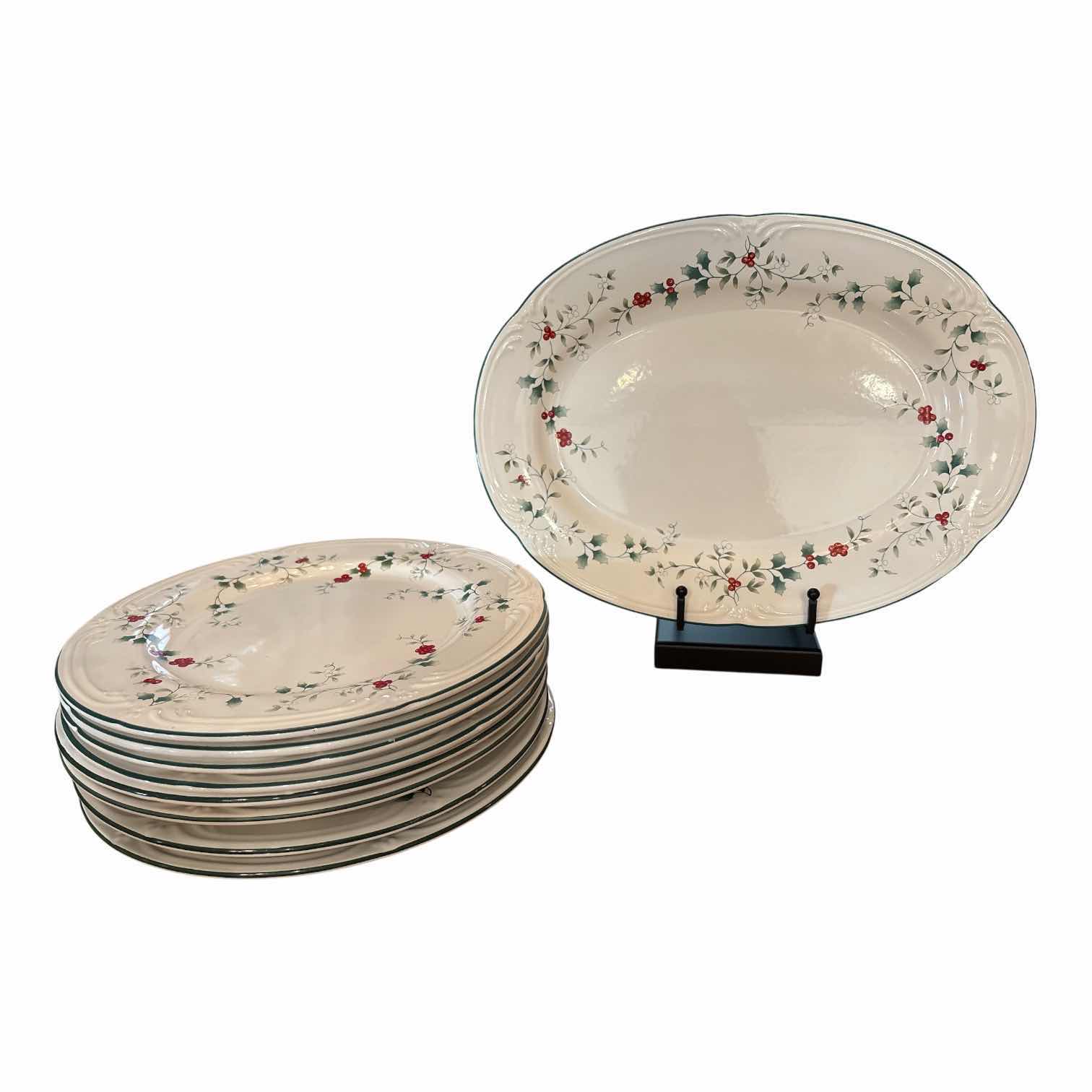 Photo 1 of (9)PCS PFALTZGRAFF WINTERBERRY OVAL SERVING DISH-1 AND DINNER PLATES D14”