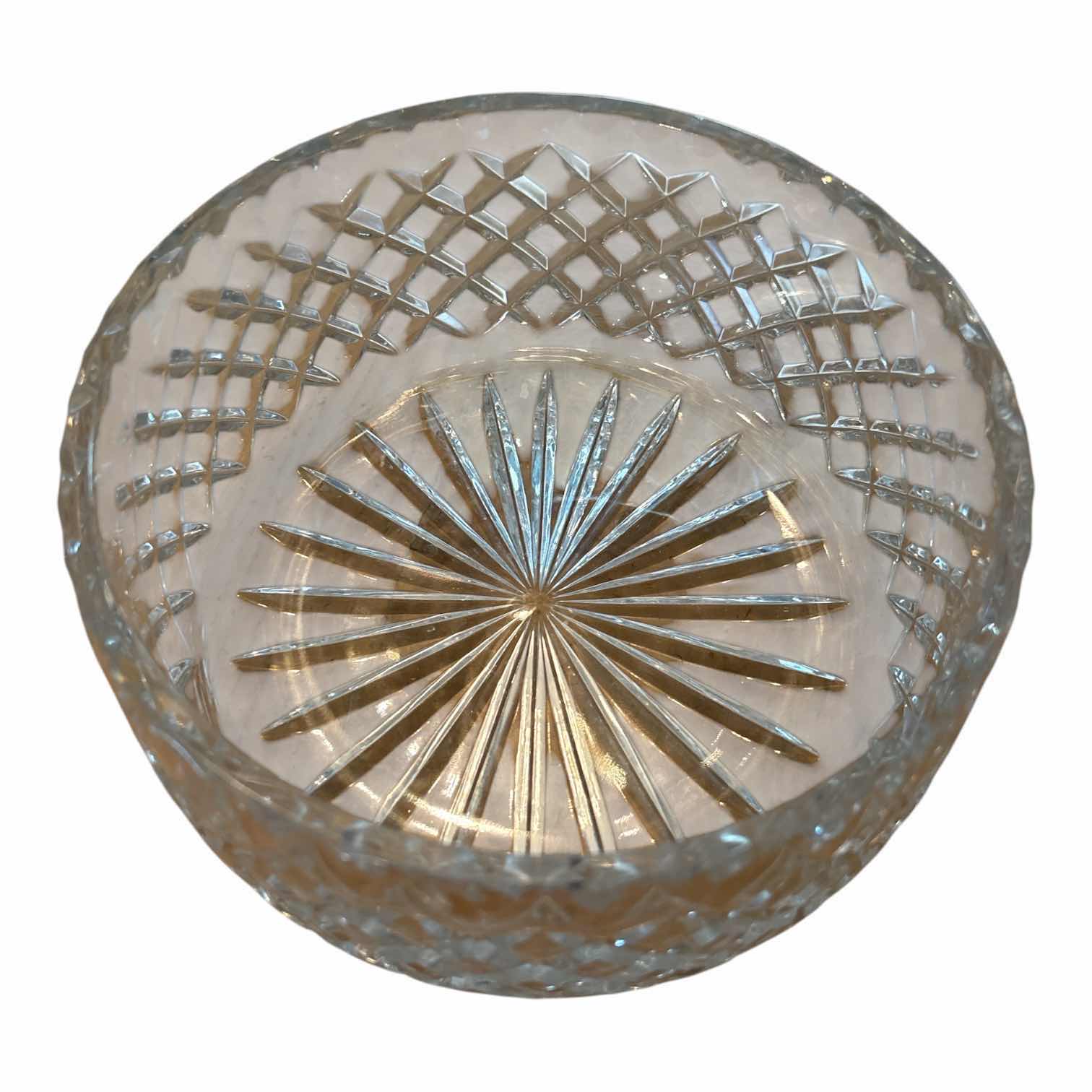 Photo 1 of (2)PCS VINTAGE CESKCI CRYSTAL BOWL W/DIAMOND CUT PATTERN H4”