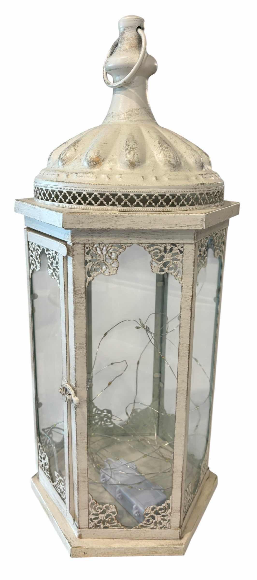 Photo 1 of VINTAGE STYLE CANDLE LANTERN H20” WITH GLASS JARS (2)