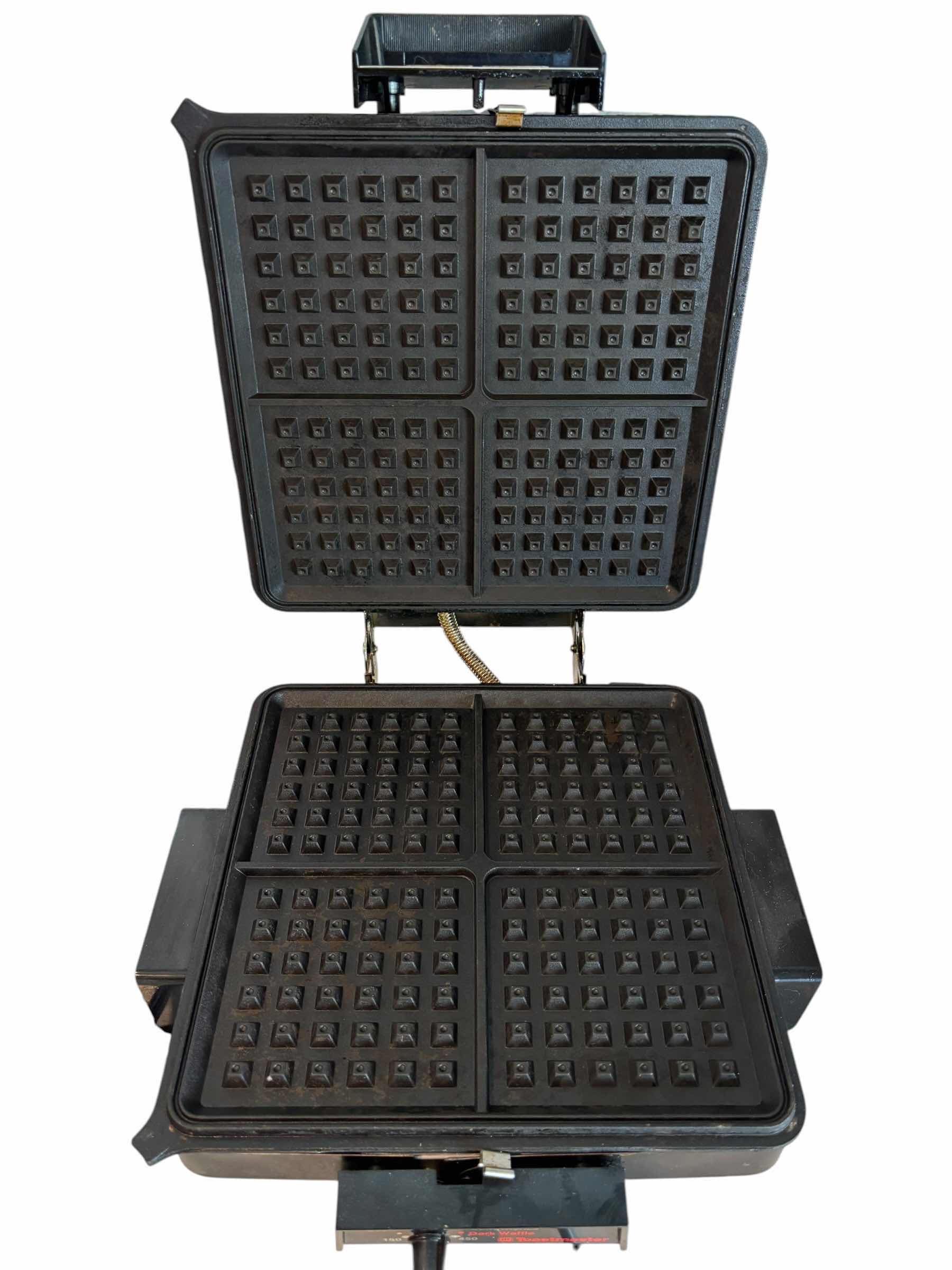 Photo 1 of VINTAGE TOASTMASTER FASTBAKE WAFFLE MAKER & GRIDDLE WITH RIVAL FONDUE POT & UTENSILS $140