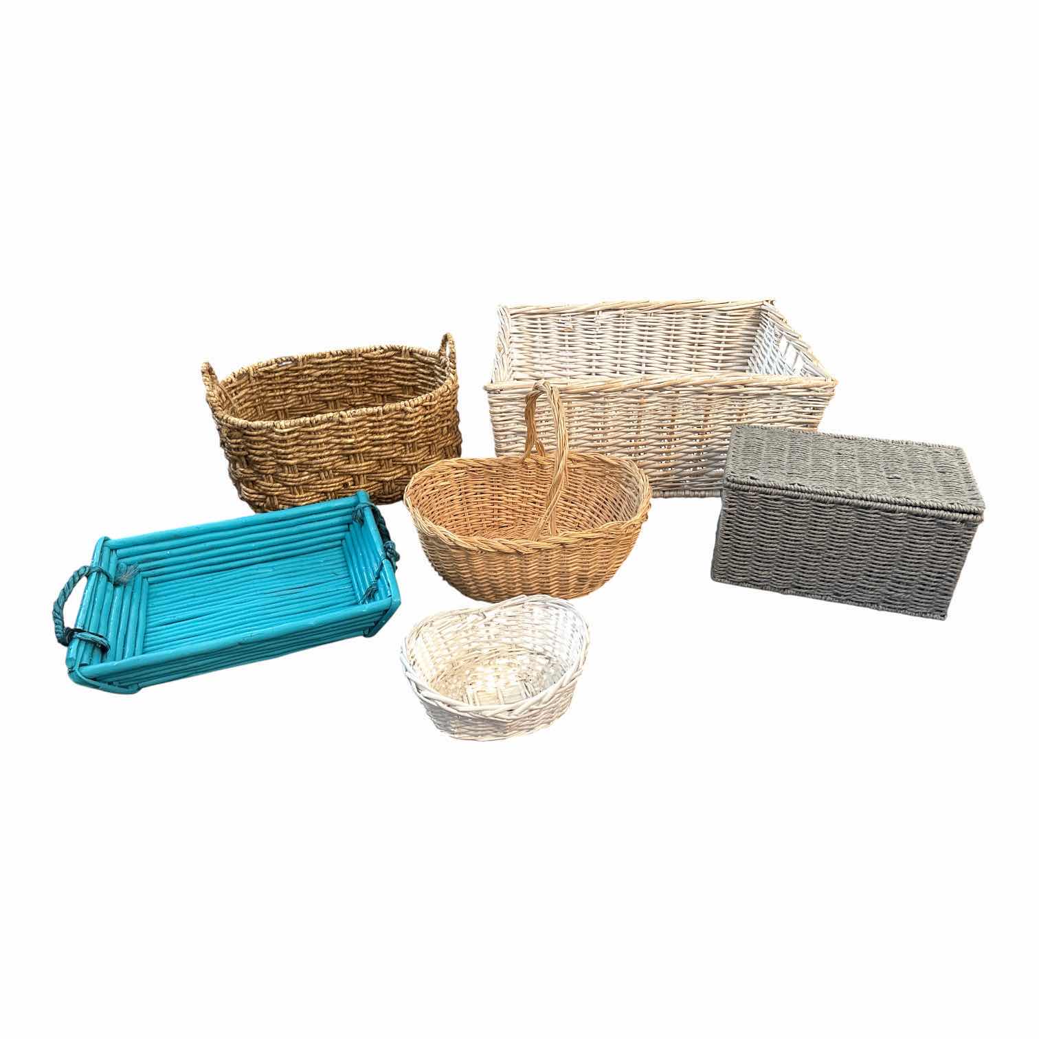 Photo 1 of (6)PCS WICKER BASKETS TALLEST H9.5”