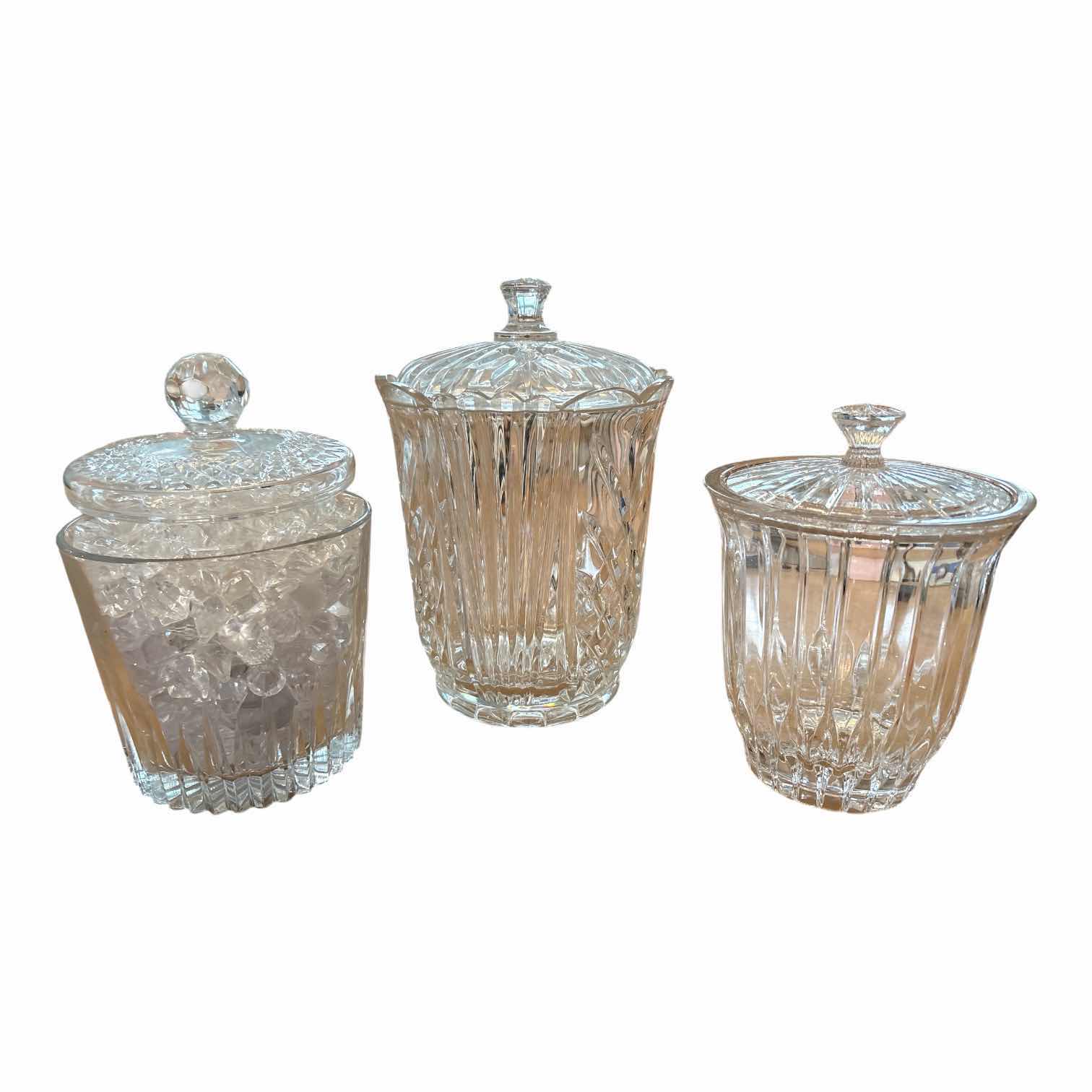 Photo 1 of (3)PCS GLASS BISCUIT JARS H10.5”