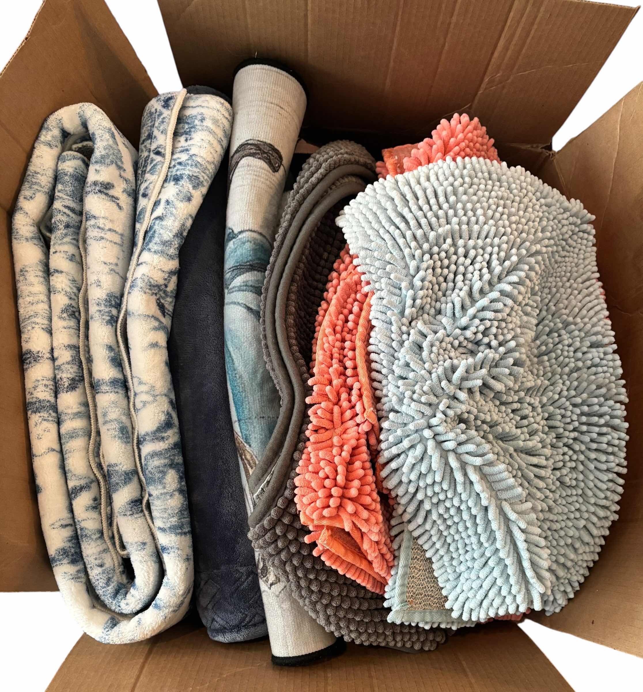 Photo 1 of BOX OF HOUSEHOLD RUGS