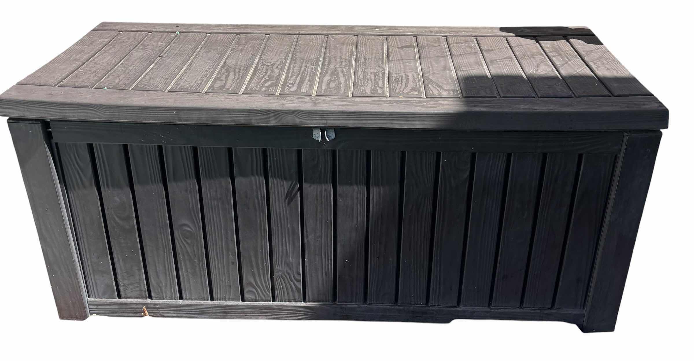 Photo 1 of OUTDOOR STORAGE CHEST WITH OUTDOOR UMBRELLA & POOL ACCESSORIES 28” X 61” X 25”H