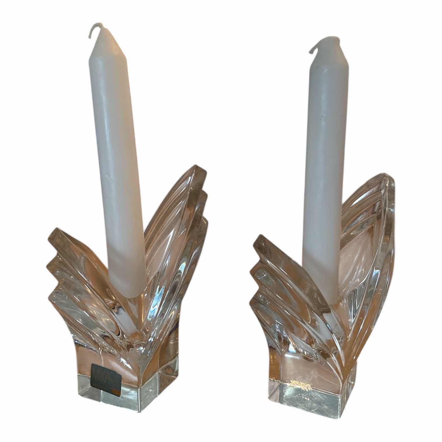 Photo 1 of (2)PCS MIKASA CRYSTAL CANDLE HOLDERS
