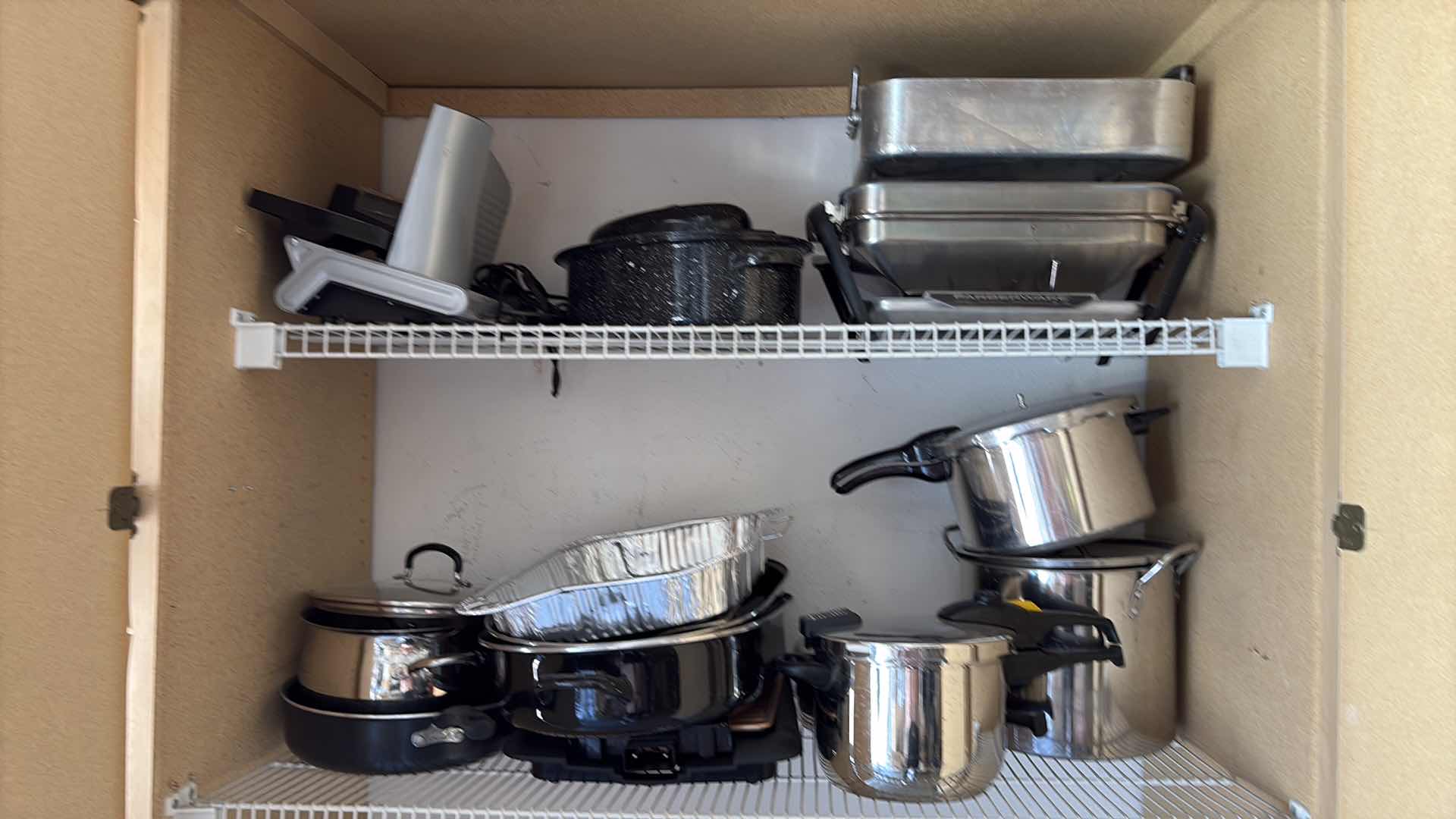 Photo 1 of CONTENTS OF GARAGE SHELVING - COOKING PITS AND PANS
