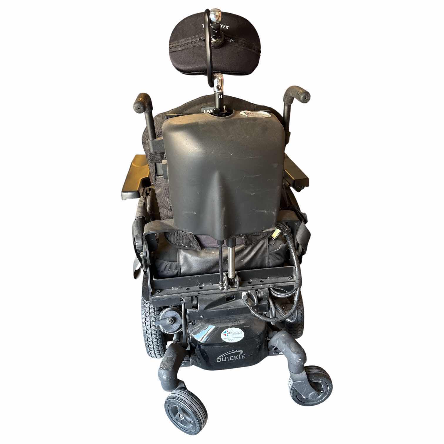 Photo 1 of QUICKIE QM-710 POWER WHEELCHAIR W/HEADREST, SEAT CUSHIONS, AND LEG SUPPORTS H47”