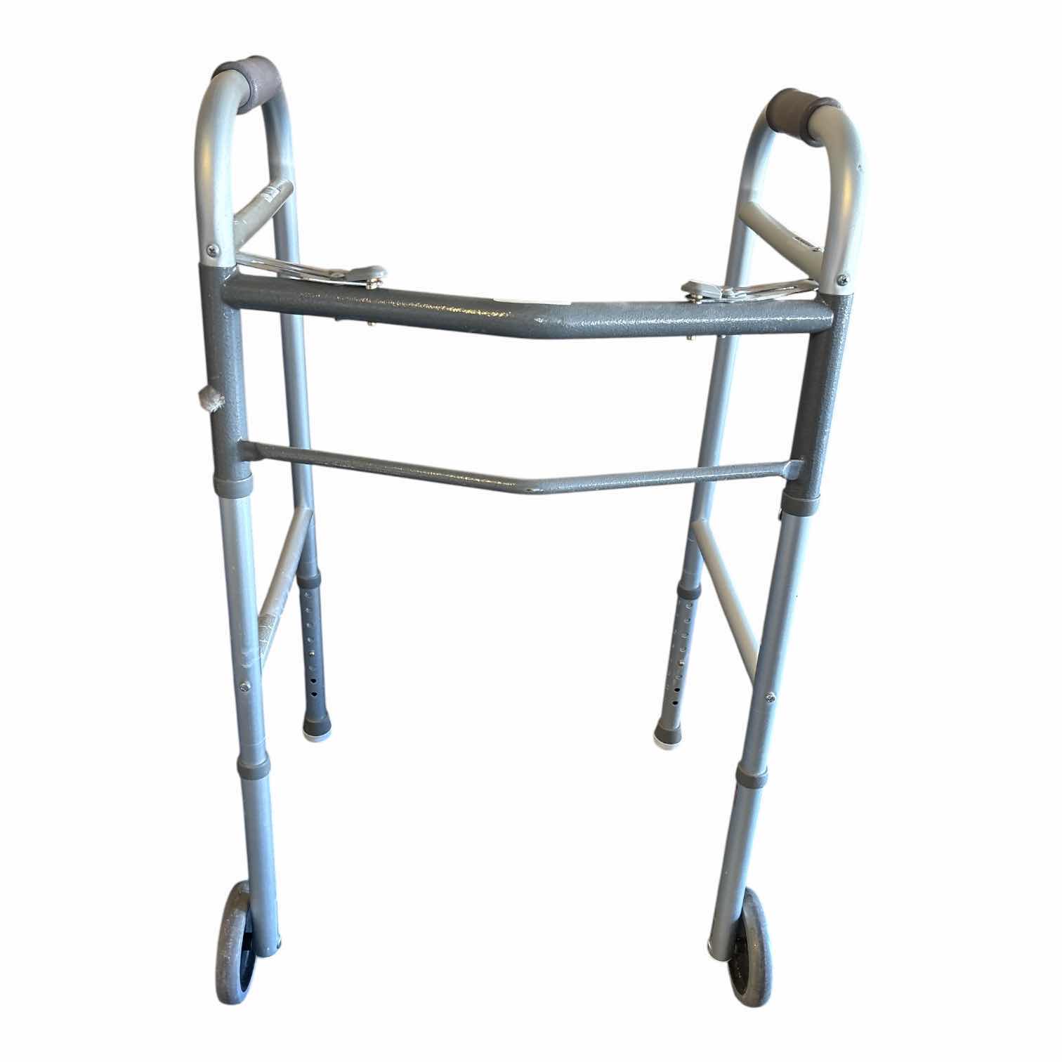 Photo 1 of (2) PORTABLE FOLDABLE HEIGHT ADJUSTABLE WALKERS