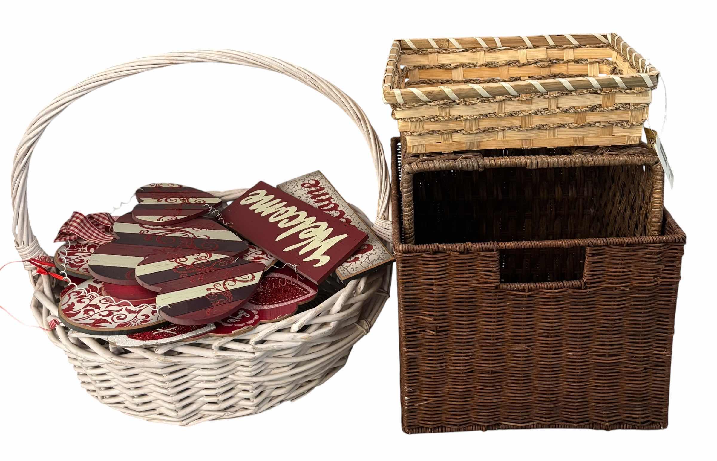 Photo 1 of BASKETS (4) & VALENTINES DAY WALL DECOR (3)