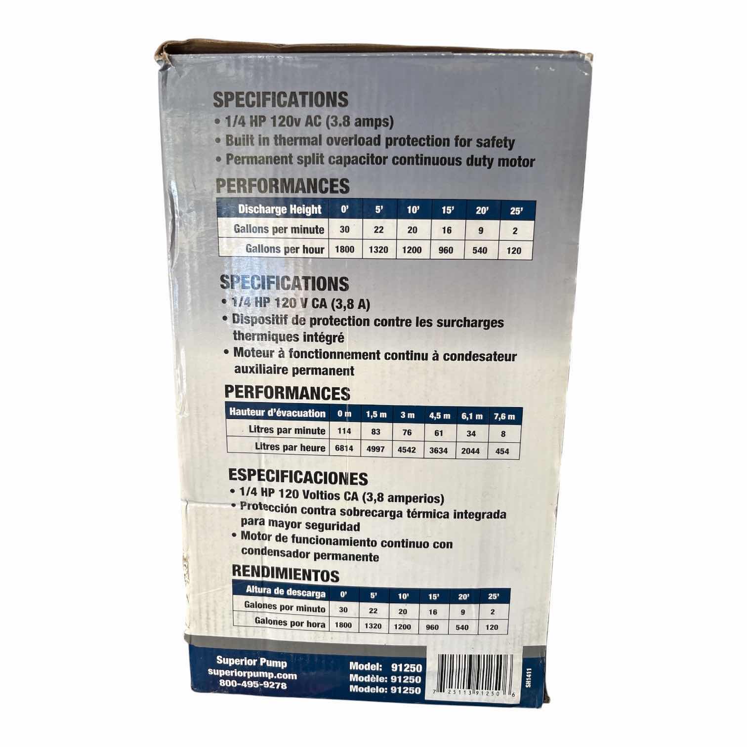 Photo 1 of SUPERIOR PUMP UTILITY PUMP 1/4HP IN ORIGINAL BOX