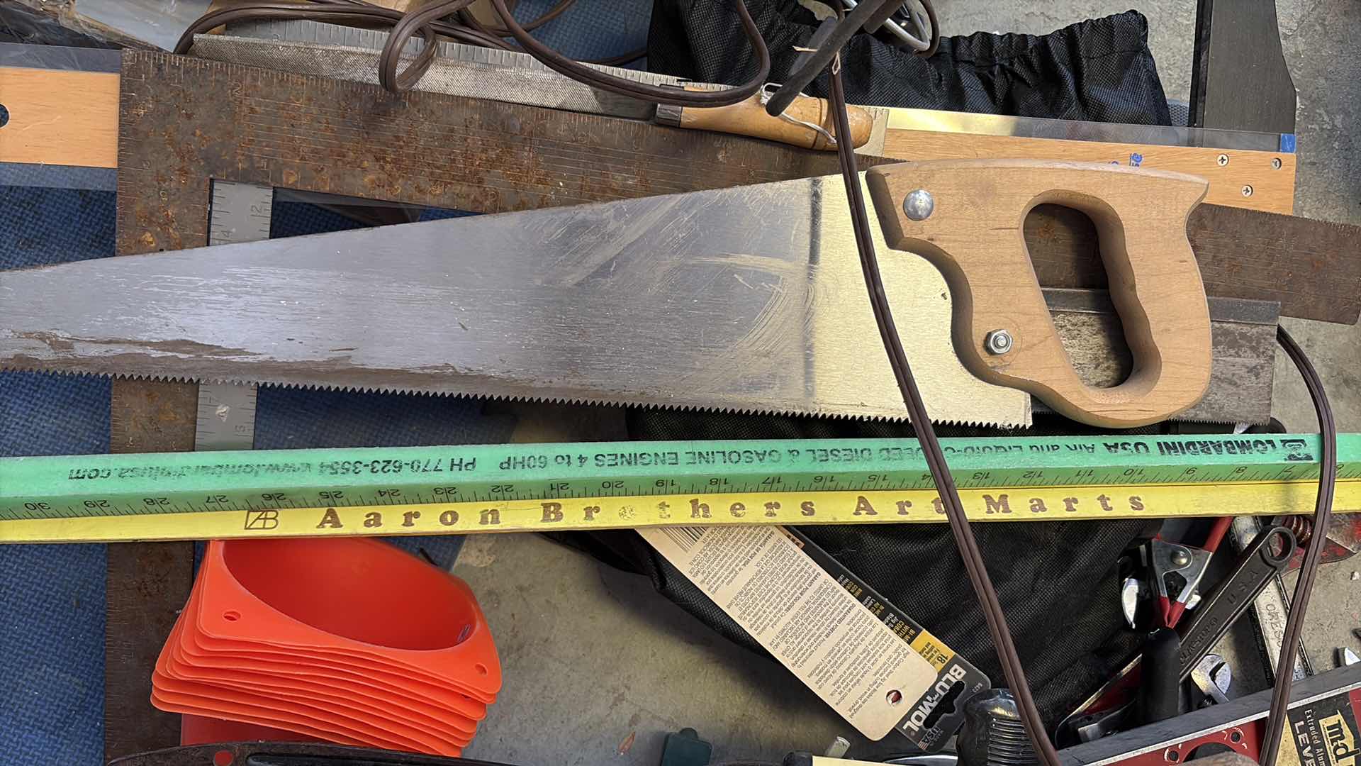 Photo 1 of CONTENTS OF GARAGE- STEEL L MEASURING TAPES, SAW BLADES AND MORE