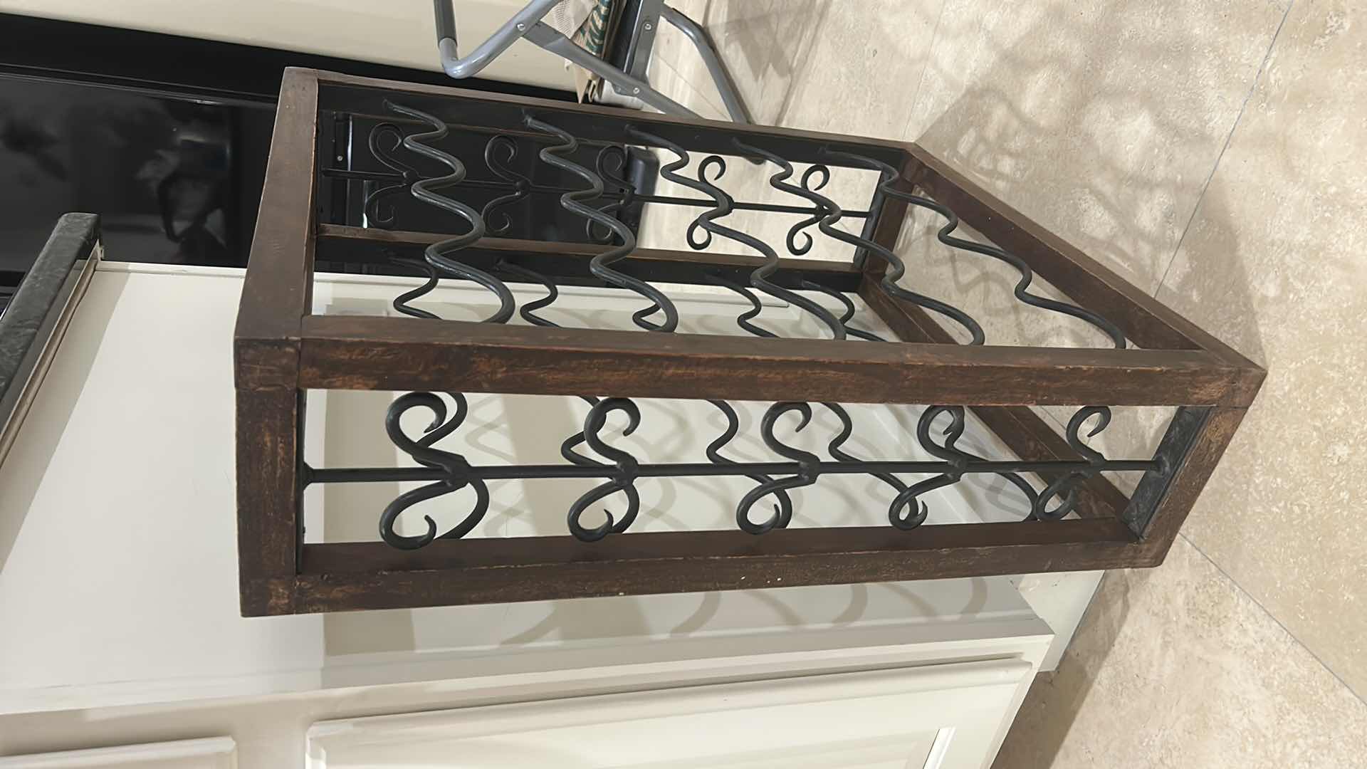 Photo 1 of WOOD & METAL WINE RACK 22“ X 7 .75” x H27 1/2”