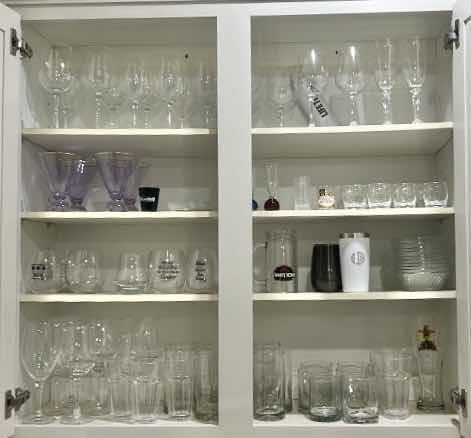 Photo 1 of CONTENTS OF KITCHEN CABINET , GLASSWARE, STEMWARE, AND MORE