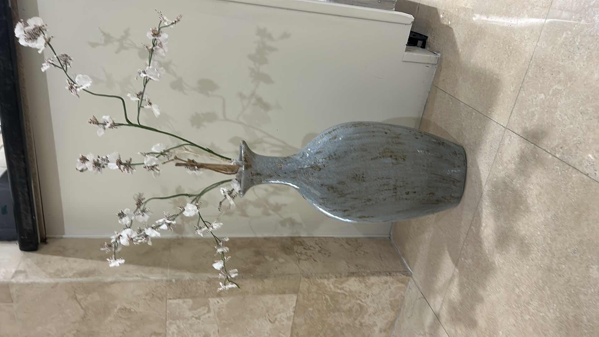 Photo 1 of HOME DECOR - TEXTURED VASE & FAUX FLOWERS H18.25”