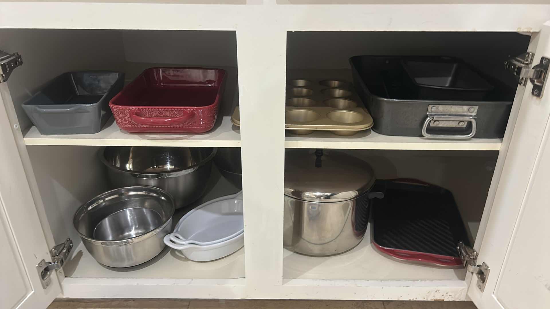 Photo 1 of CONTENT OF CABINET IN KITCHEN, BAKEWARE BOWLS, AND MORE