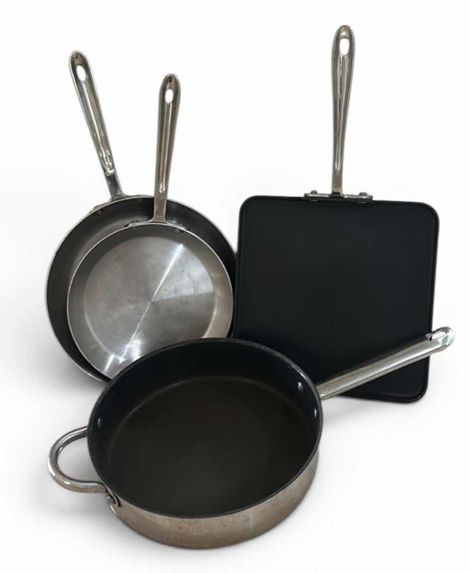 Photo 1 of THREE ALL CLAD SKILLETS AND ONE WOLFGANG PUCK
