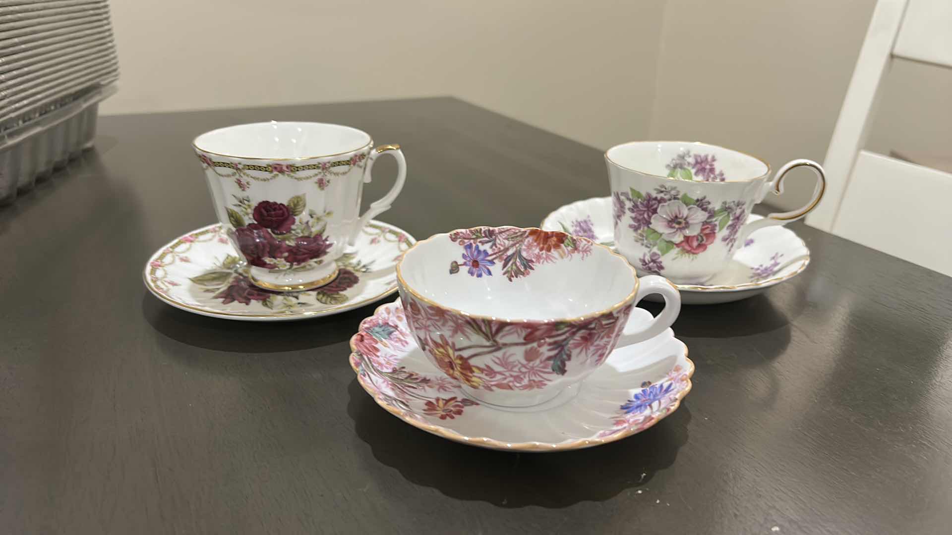 Photo 1 of 2 ALLYN NELSON COLLECTION, FINE BONE CHINA, TEA CUPS, AND SAUCERS, & SPODE CHELSEA GARDENS, ENGLAND, NUMBERED TEACUP, AND SAUCER