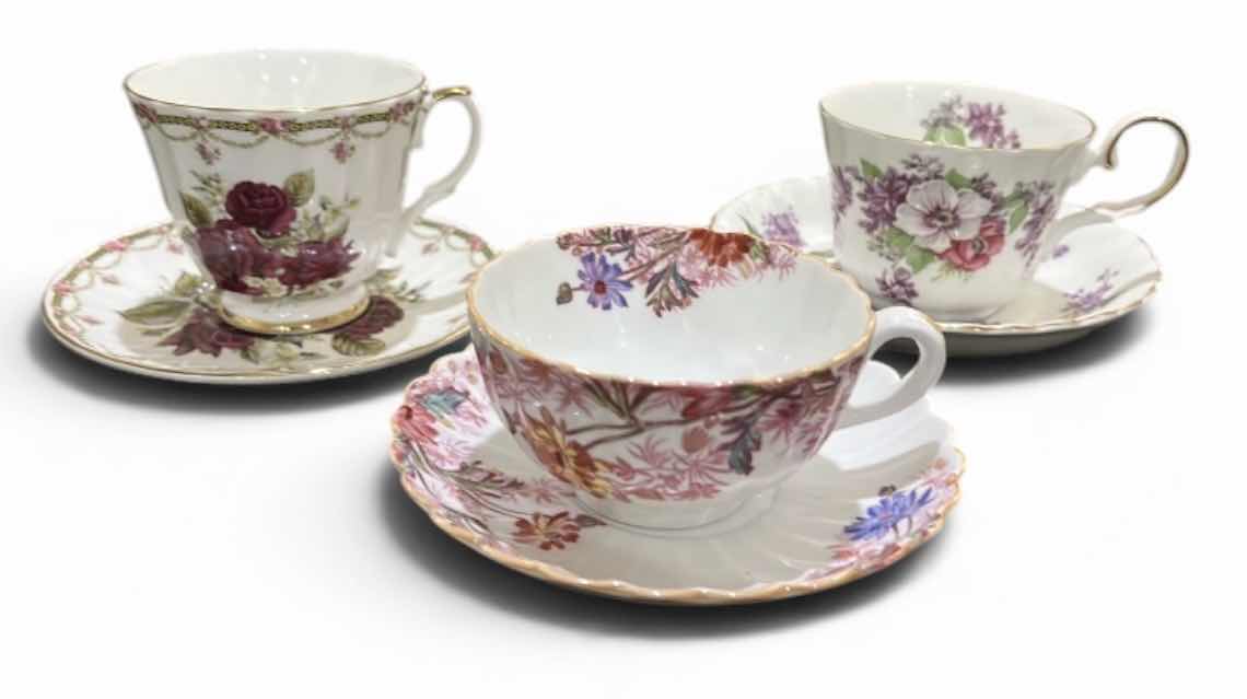 Photo 1 of 2 ALLYN NELSON COLLECTION, FINE BONE CHINA, TEA CUPS, AND SAUCERS, & SPODE CHELSEA GARDENS, ENGLAND, NUMBERED TEACUP, AND SAUCER