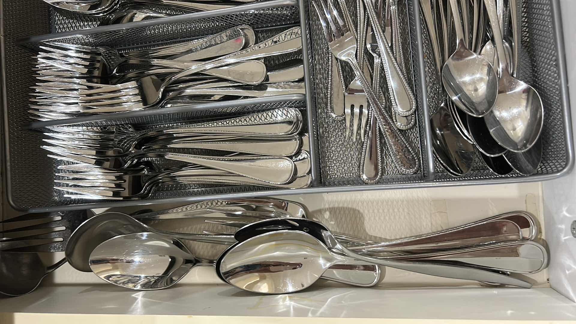 Photo 1 of TWO DRAWERS FULL OF KITCHEN, UTENSILS, SILVERWARE, KNIVES, AND MORE