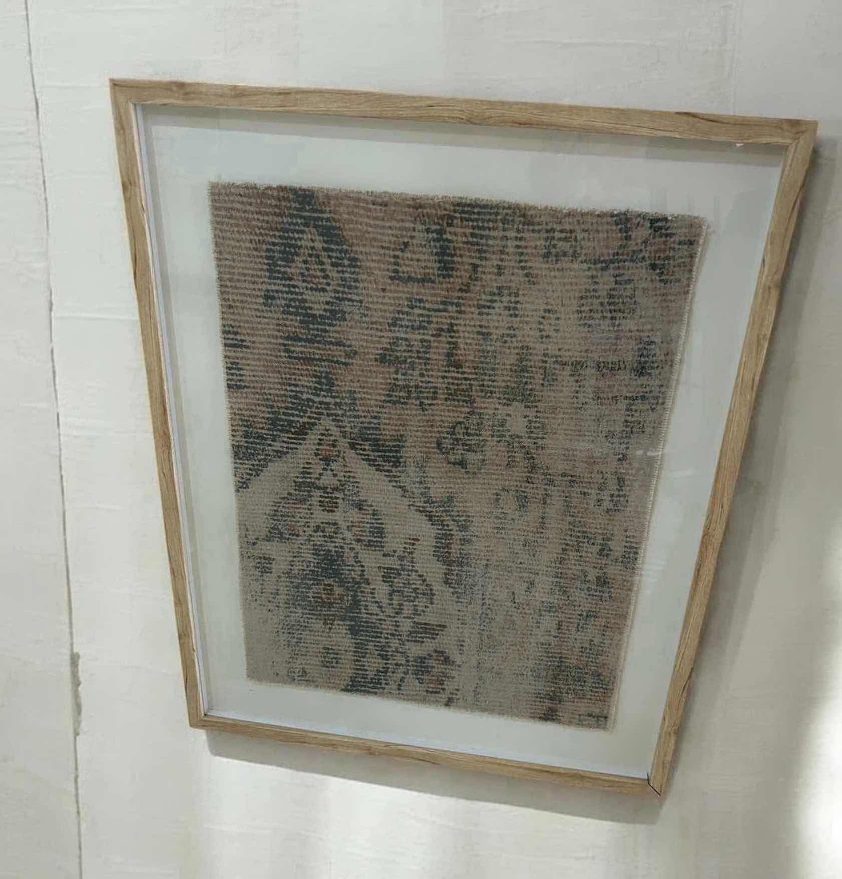 Photo 1 of THRESHOLD TEXTURE FABRIC WALL ART W NEUTRAL TONED PERSIAN STYLE TEXTILE 24" X 29"
