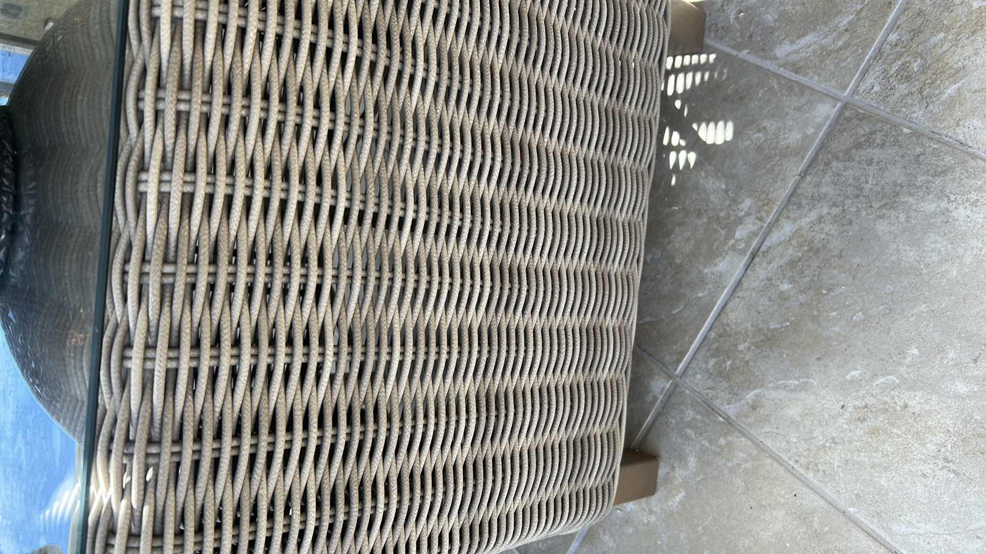 Photo 1 of FOREVER PATIO CARLISLE OUTDOOR SIDE TABLE W SYNTHETIC GRAY WICKER GLASS TOP 20" X 21" H 21"