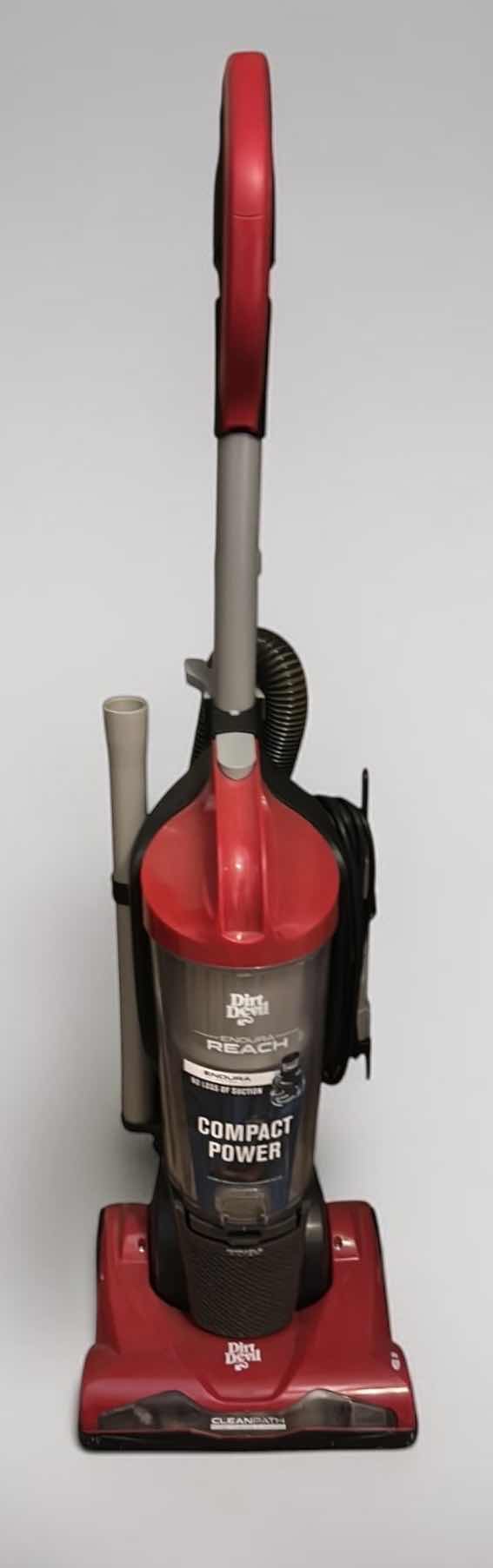 Photo 1 of DIRT DEVIL ENDURA REACH BAGLESS UPRIGHT VACUUM CLEANER IN RED.