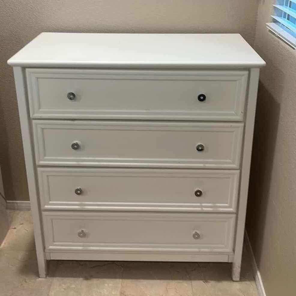 Photo 1 of WHITE HOMESTYLES NAPLES CHEST FEATURES FOUR DRAWERS W SMALL METAL KNOBS 36” x 19 1/2” x H39 1/2”