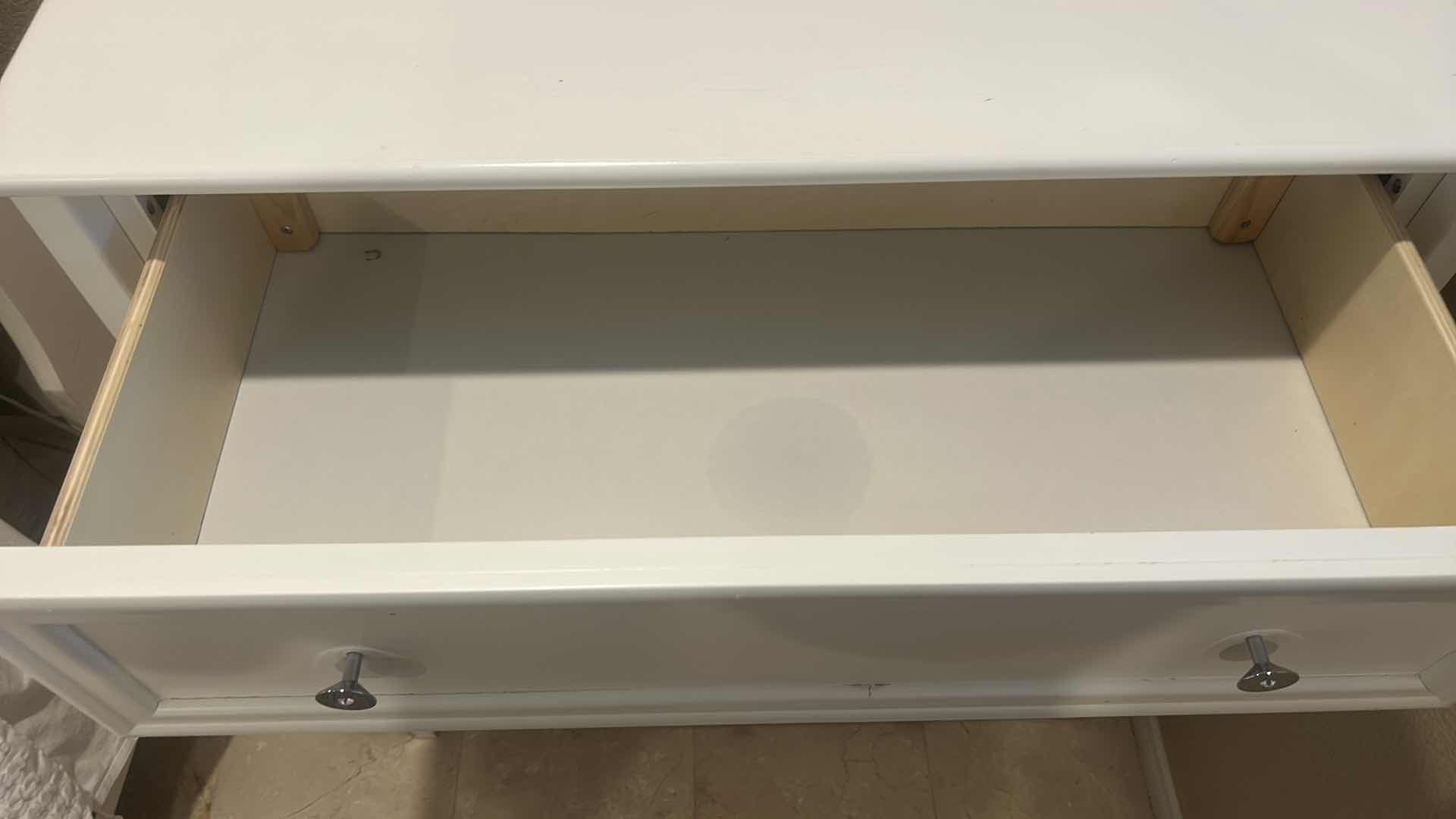 Photo 1 of WHITE HOMESTYLES NAPLES CHEST FEATURES FOUR DRAWERS W SMALL METAL KNOBS 36” x 19 1/2” x H39 1/2”