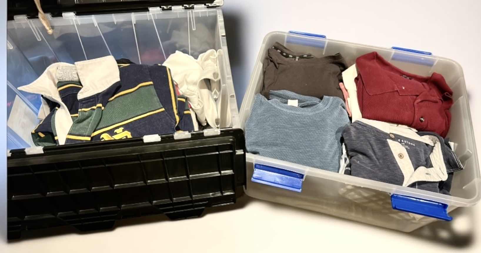 Photo 1 of 2 TOTES OF MENS CLOTHING