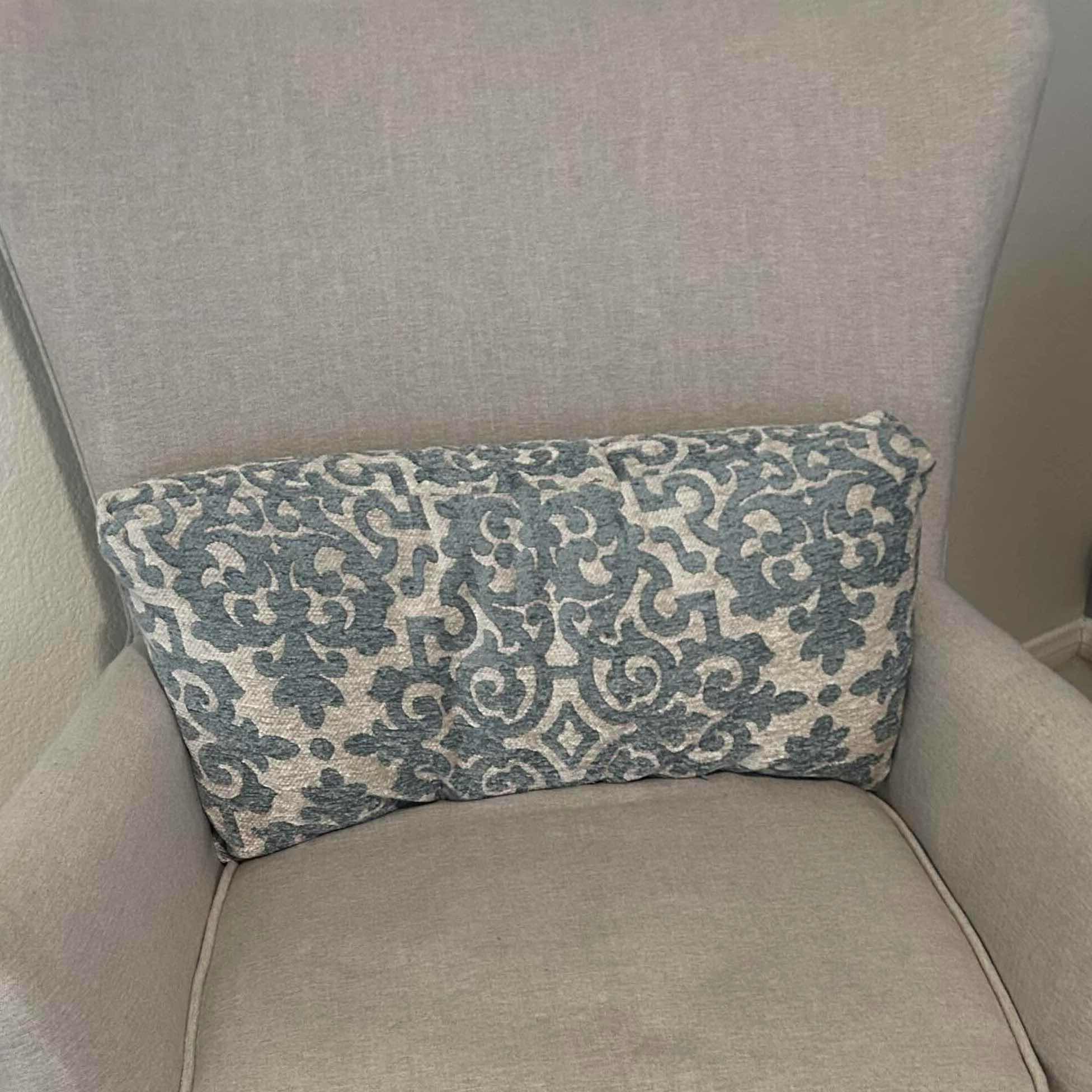 Photo 1 of MODERN ACCENT CHAIR W GREY WINGBACK DESIGN & DARK SOLID WOOD LEGS