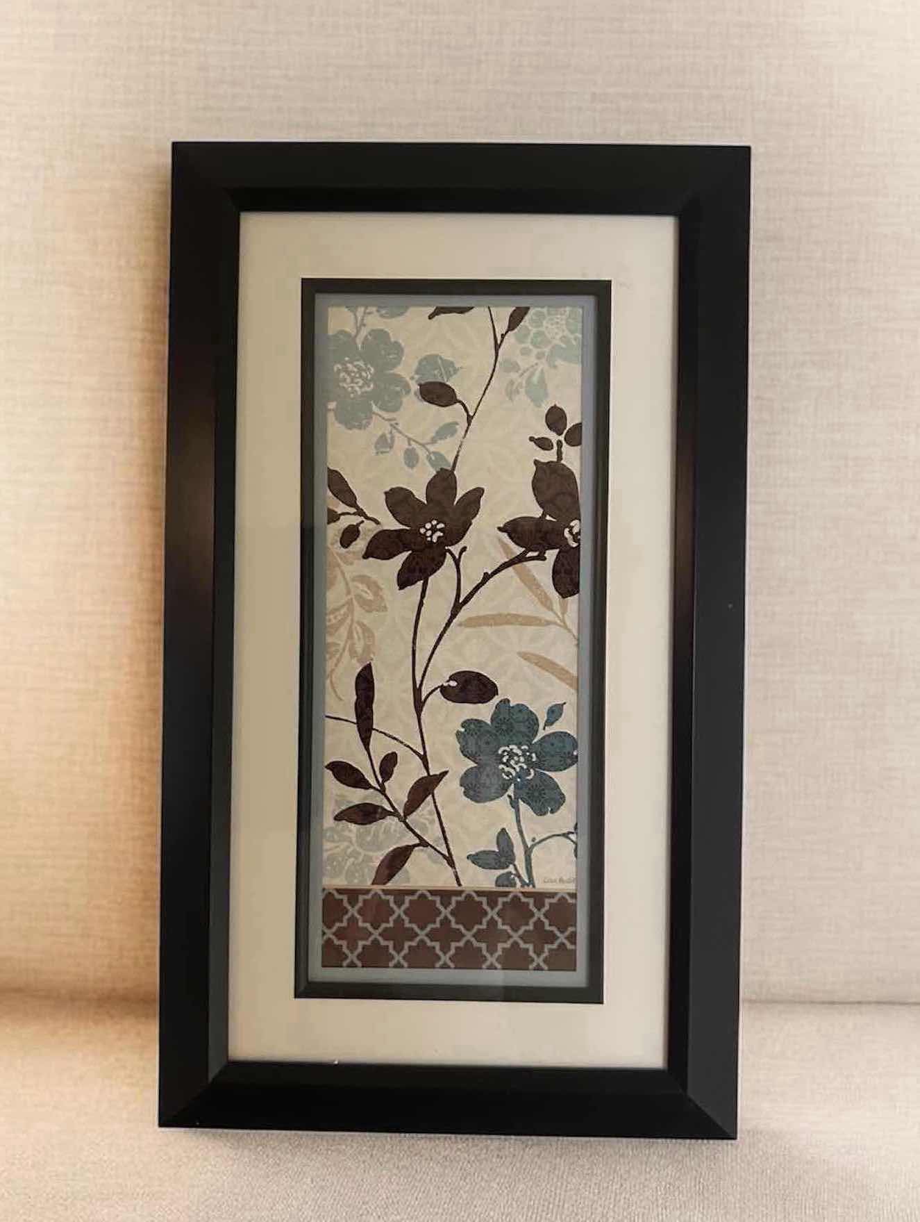 Photo 1 of PATTON PICTURE CO BLACK FRAMED ART W BOTANICAL COLLAGE DESIGN 17" X 28"