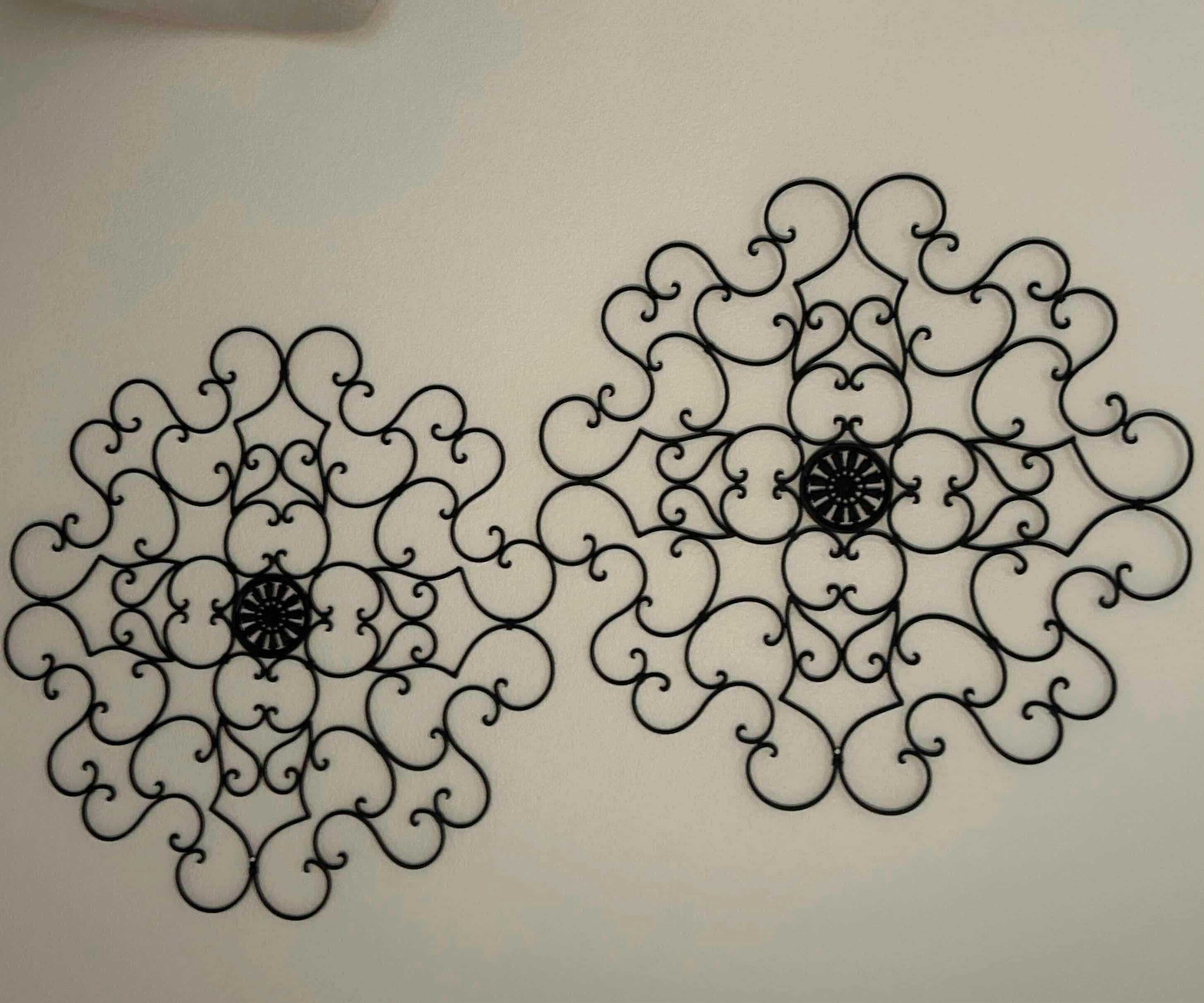 Photo 1 of 2- SCROLL METAL MEDALLION ACCENT WALL ART IN BLACK FINISH 33" X 36"