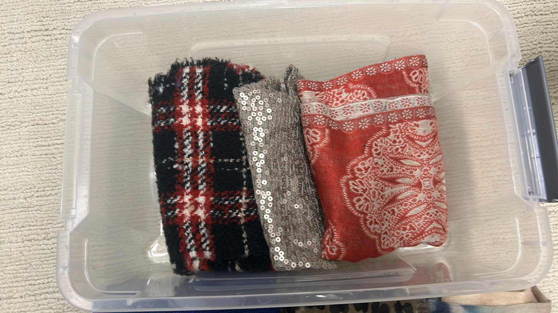 Photo 1 of CONTENTS OF TOTE ASSORTMENT OF SCARVES