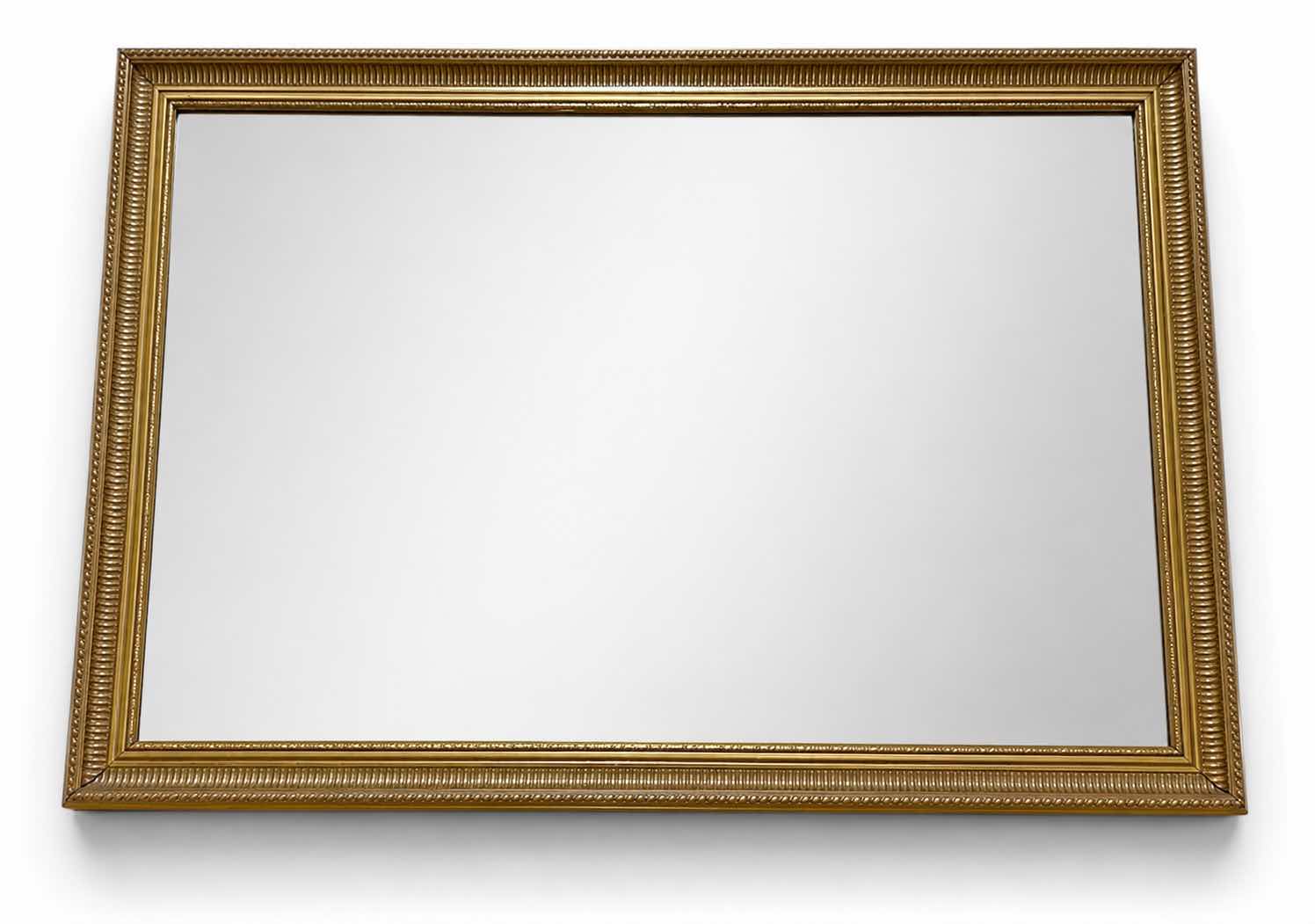 Photo 1 of GOLD FRAMED BEVELED, GLASS MIRROR, 39 1/2” x H27 1/2”