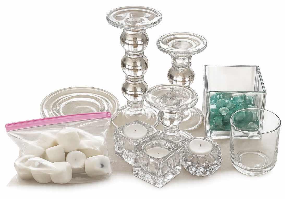 Photo 1 of CRYSTAL CANDLE HOLDERS, TEA, LIGHTS, AND MORE