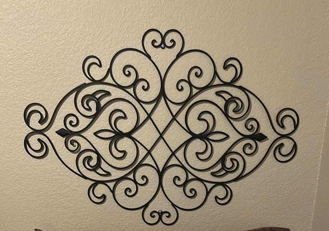 Photo 1 of SINTOSIN VINTAGE SCROLL METAL WALL ART W ANTIQUE FINISH 36" X 24"