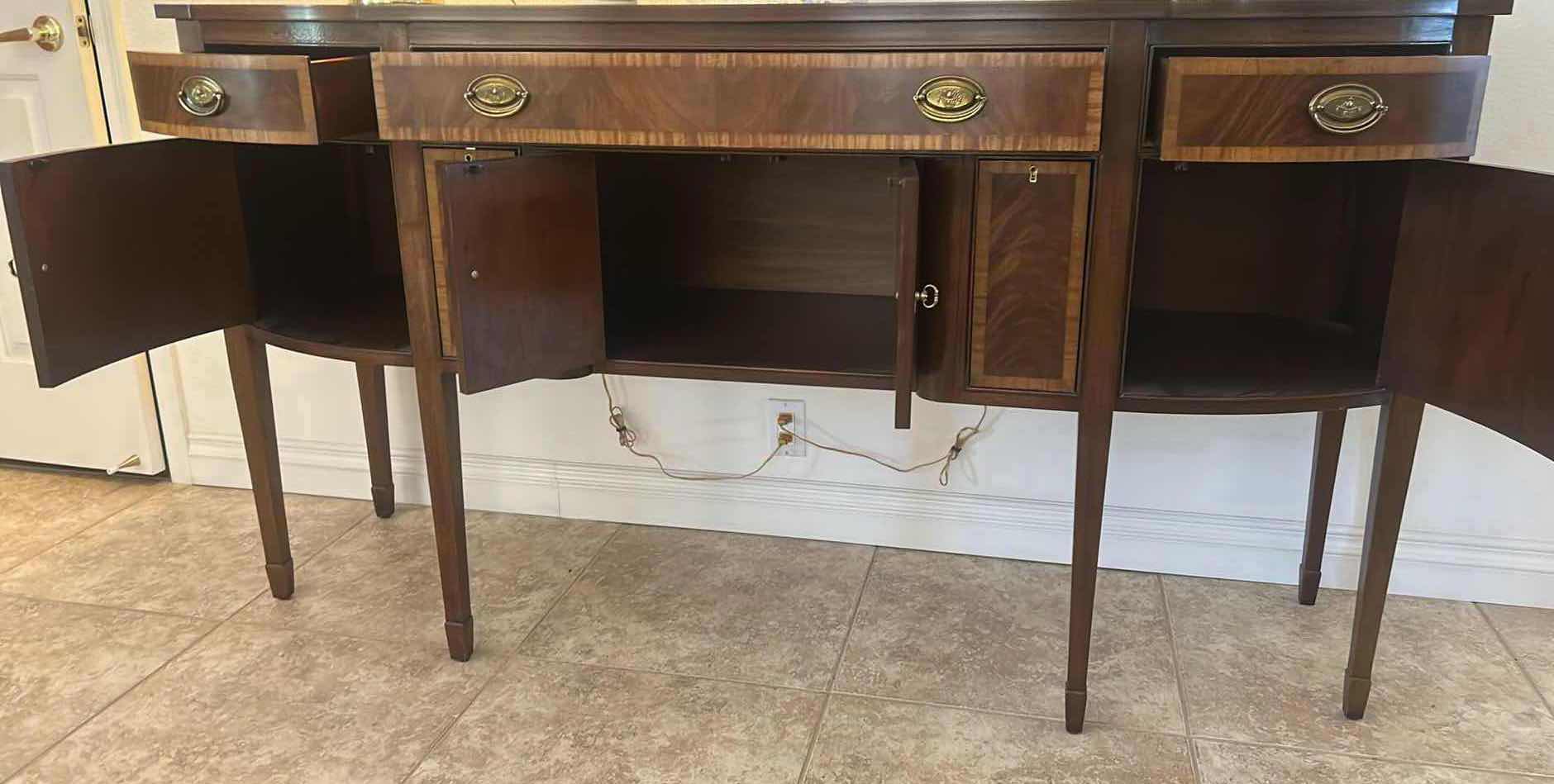 Photo 1 of ETHAN ALLEN FEDERAL AND STYLE MAHOGANY SIDEBOARD W SATINWOOD STRING INLAY 70"X 20" H 39"