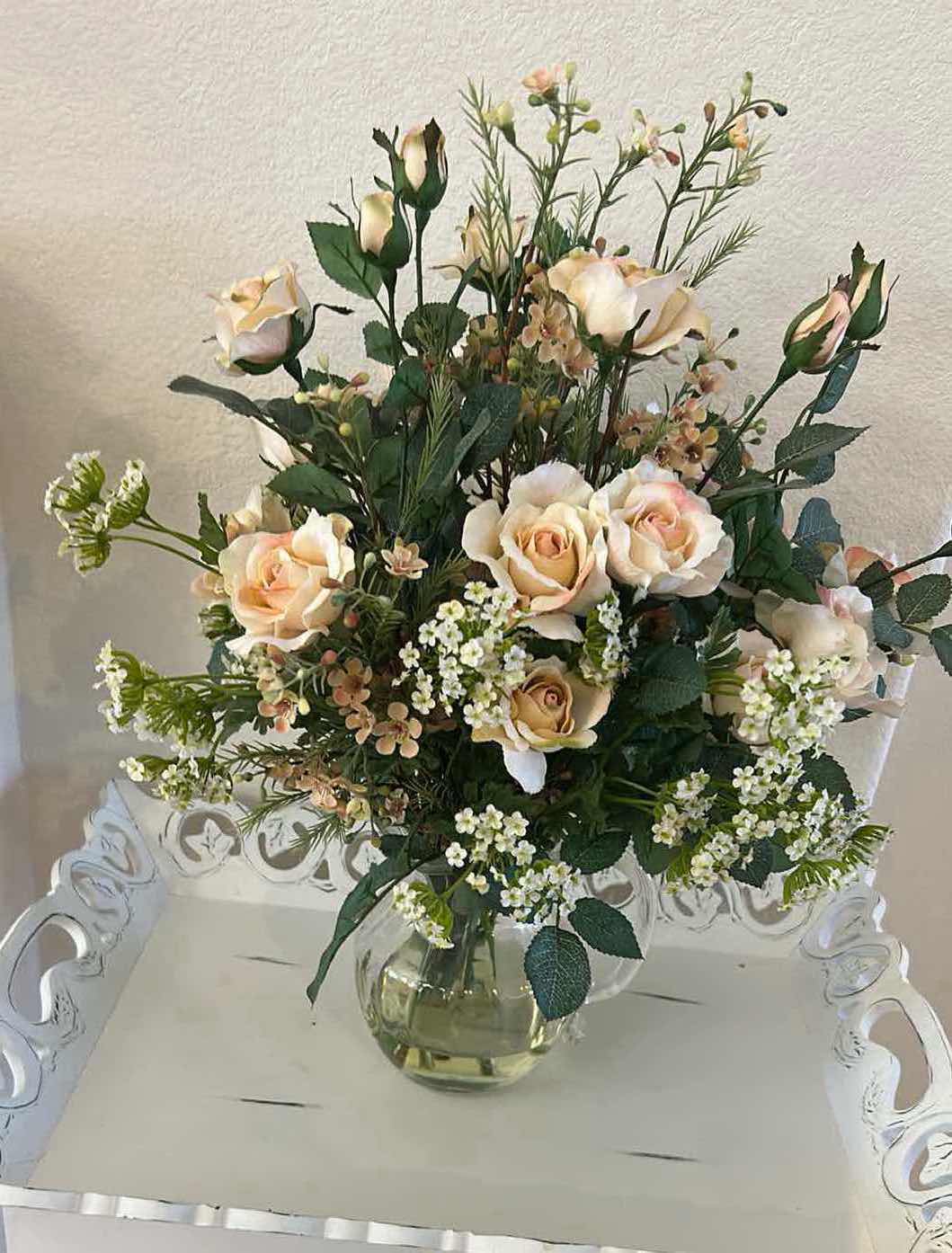 Photo 1 of WHITE SHABBY CHIC FOLDING TRAY TABLE W ROSE DECOR