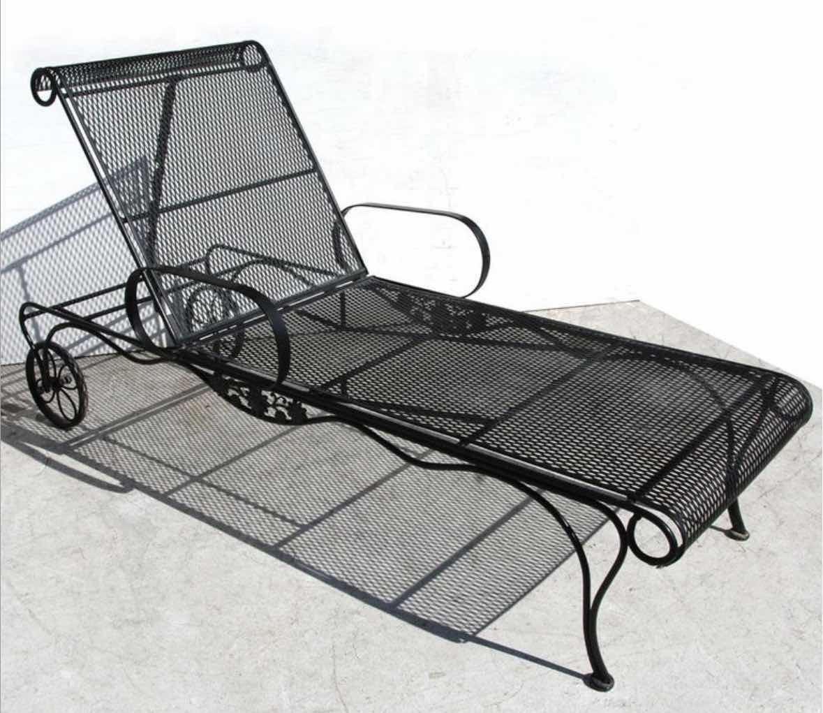 Photo 1 of WOODARD TUCSON ADJUSTABLE CHAISE LOUNGE W BLACK WROUGHT IRON & MESH SEAT $1300