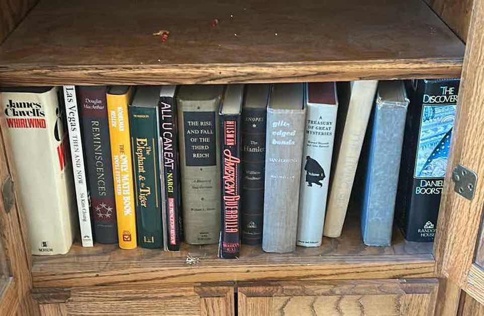 Photo 1 of CONTENTS OF 3 SHELVES BOOKS VARIOUS TITLES AUTHORS