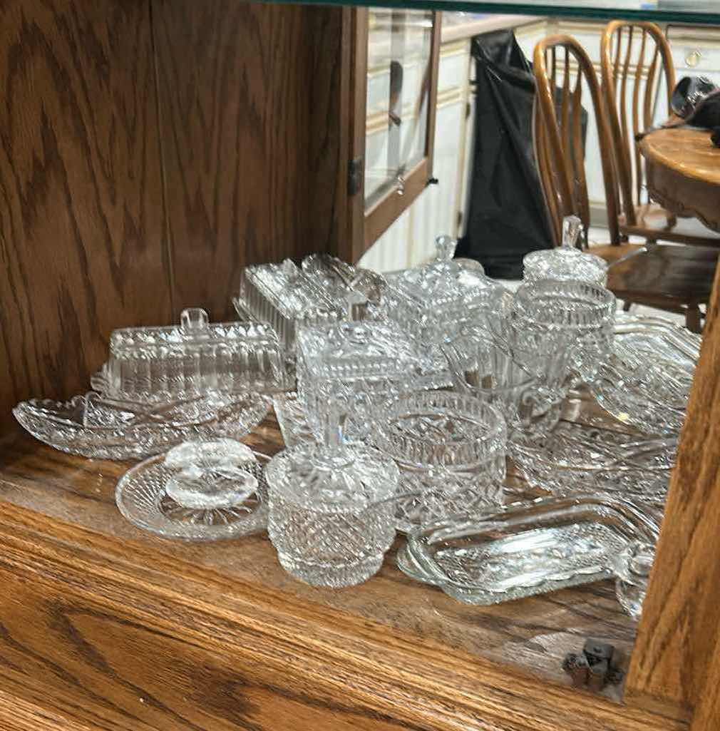 Photo 1 of 14- VINTAGE CLEAR PRESSED GLASS AND CUT CRYSTAL TABLEWARE