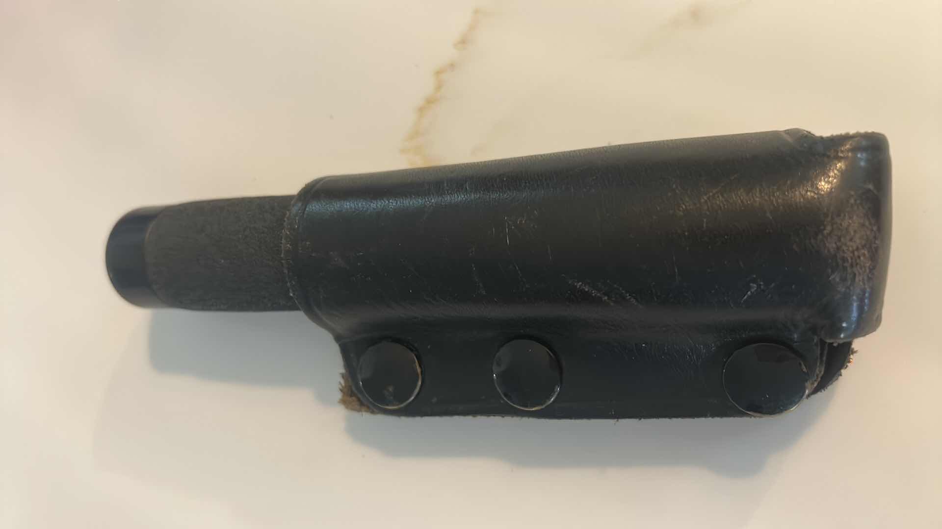 Photo 1 of TELESCOPIC TACTICAL BATON W BLACK LEATHER HOLDER