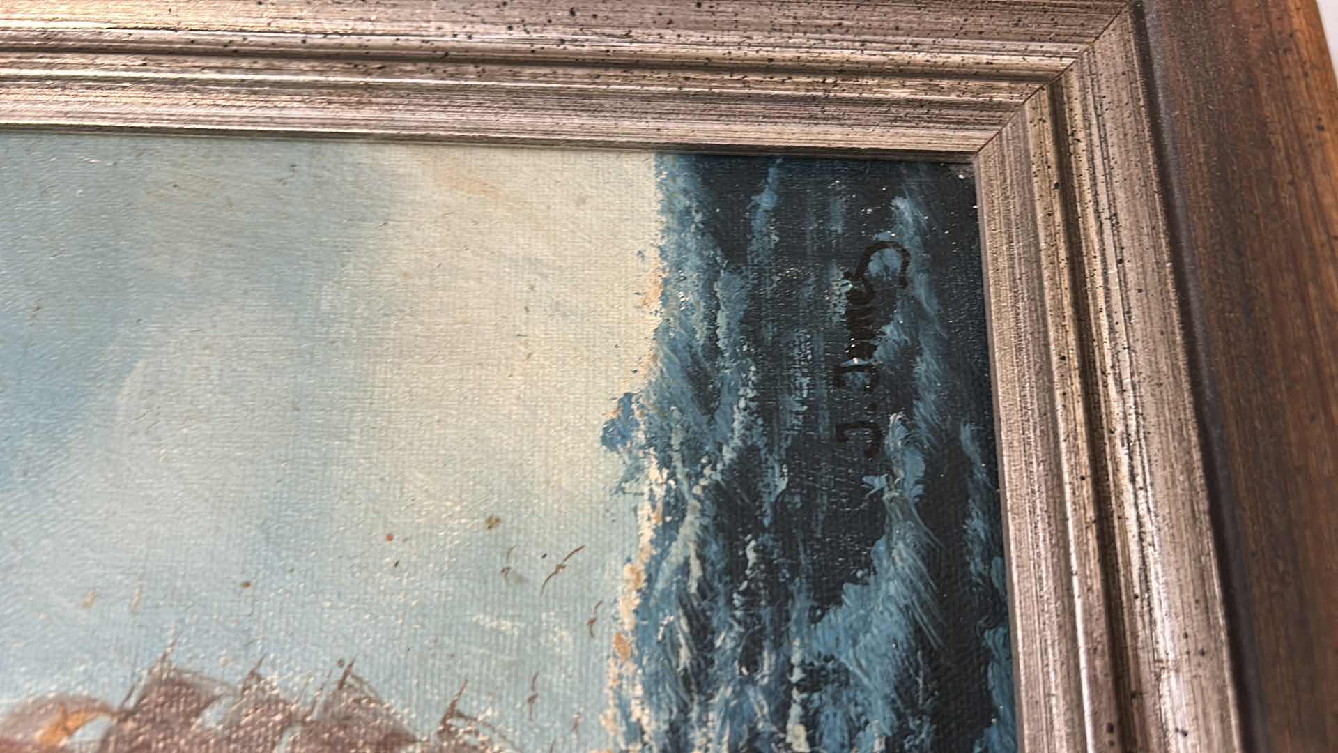 Photo 1 of 2 - WOOD FRAMED OIL PAINTINGS ON CANVAS SEASCAPE ARTWORK 12 ” x 10 ”