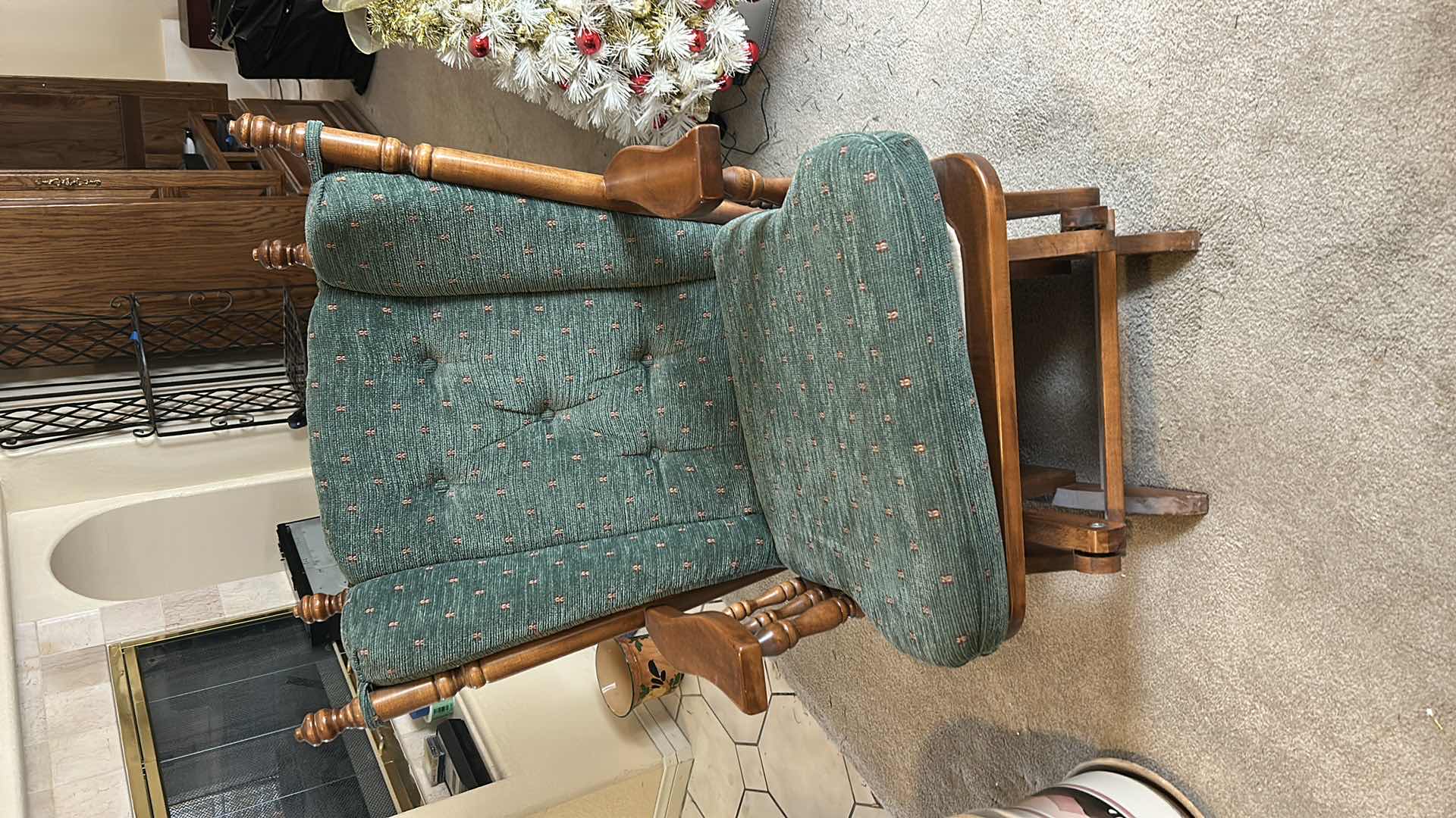Photo 1 of VINTAGE COLONIAL-STYLE SOLID OAK GLIDER ROCKING CHAIR