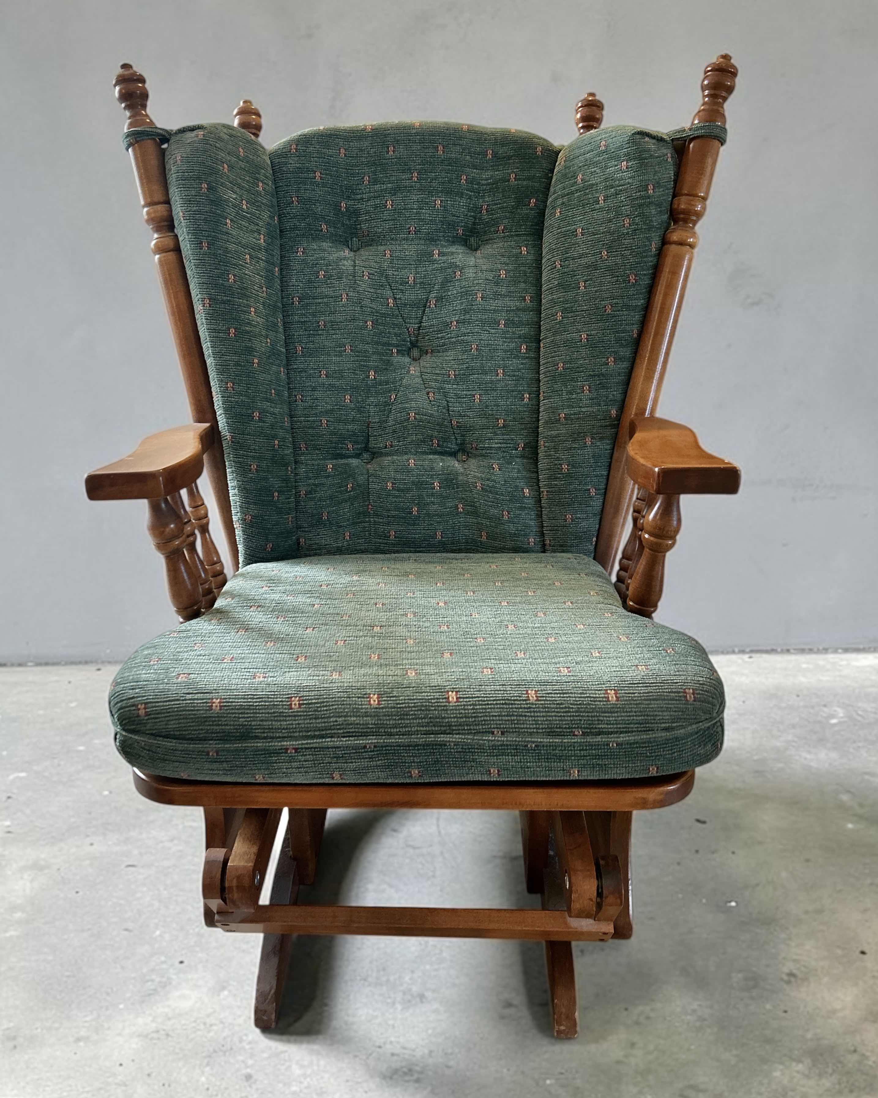 Photo 1 of VINTAGE COLONIAL-STYLE SOLID OAK GLIDER ROCKING CHAIR