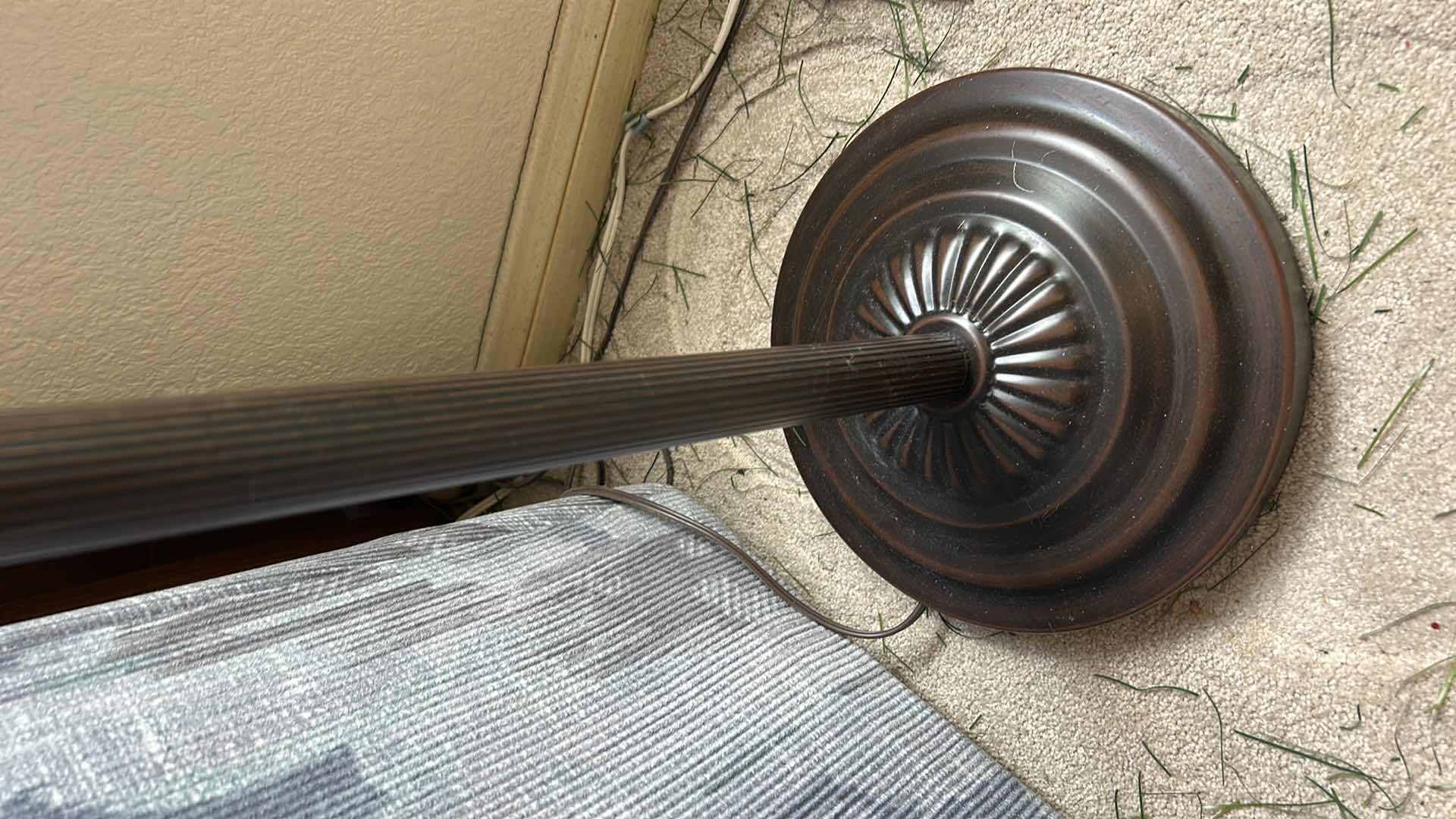 Photo 1 of BRASS TONE W IVORY GLASS SHADE FLOOR LAMP H 6'