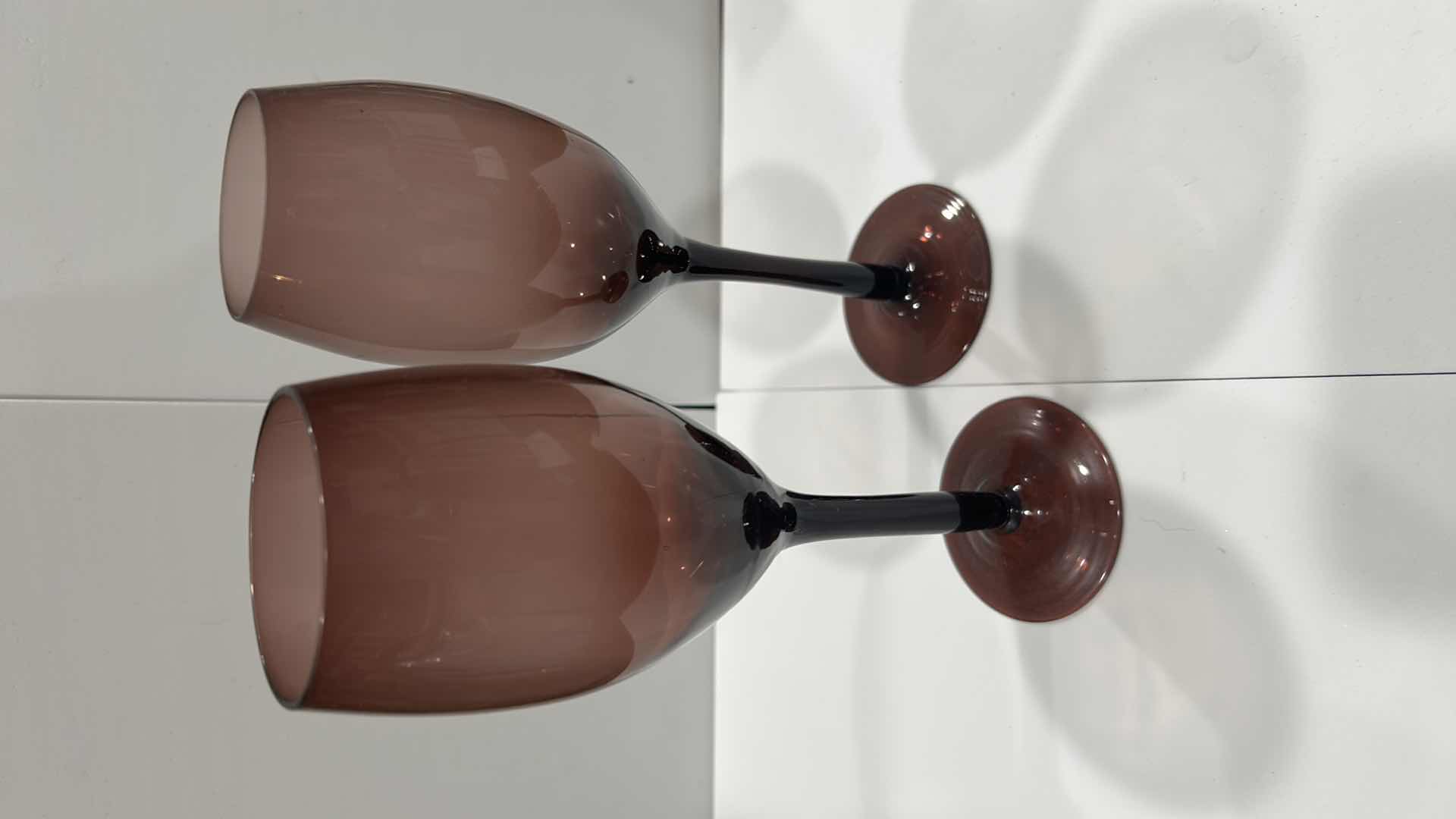 Photo 1 of 9- VINTAGE PURPLE AMETHYST WINE GLASSES