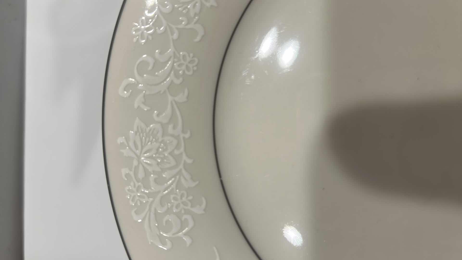 Photo 1 of 8- IVORY FANTASY FINE CHINA DESSERT PLATE W EMBOSSED FLORAL PATTERN