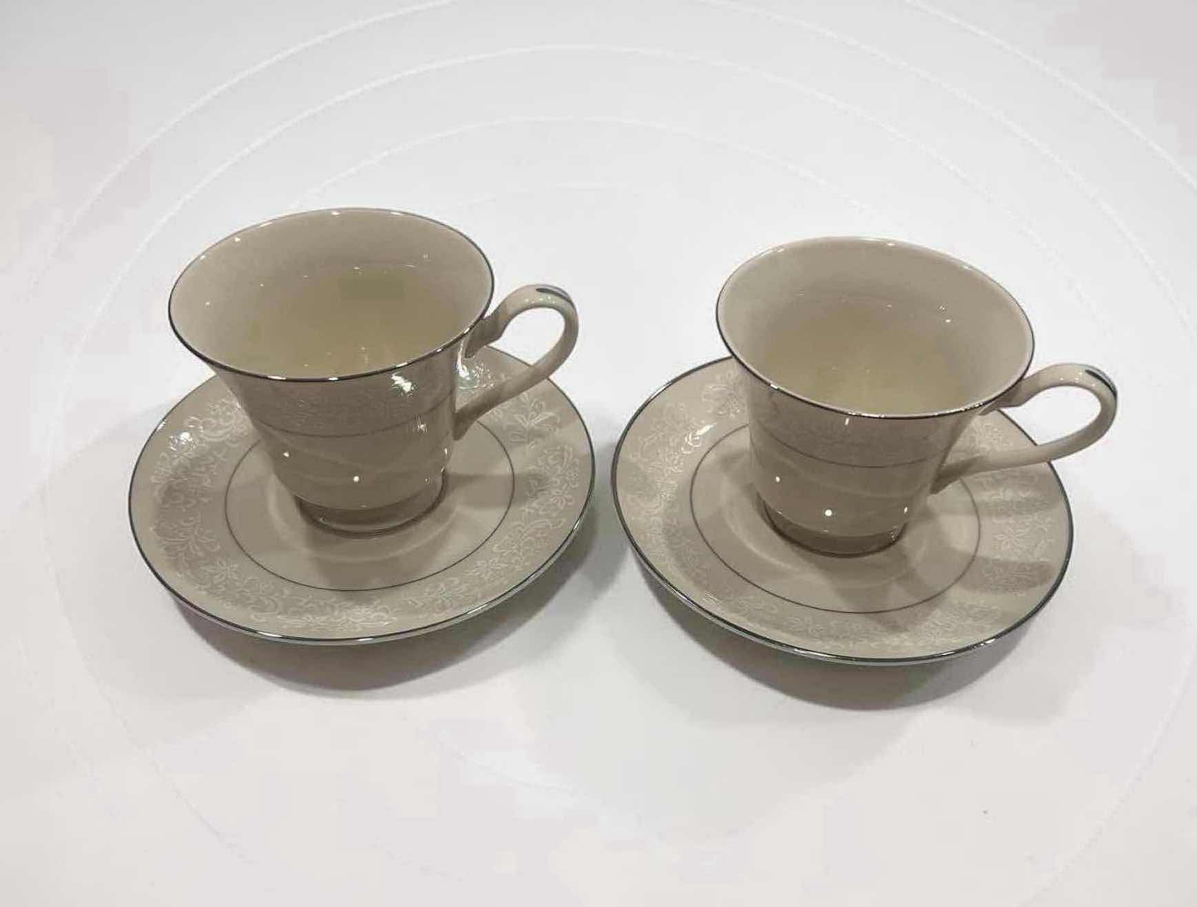 Photo 1 of 10-IVORY FANTASY FINE CHINA CUP SAUCER W EMBOSSED FLORAL PATTERN